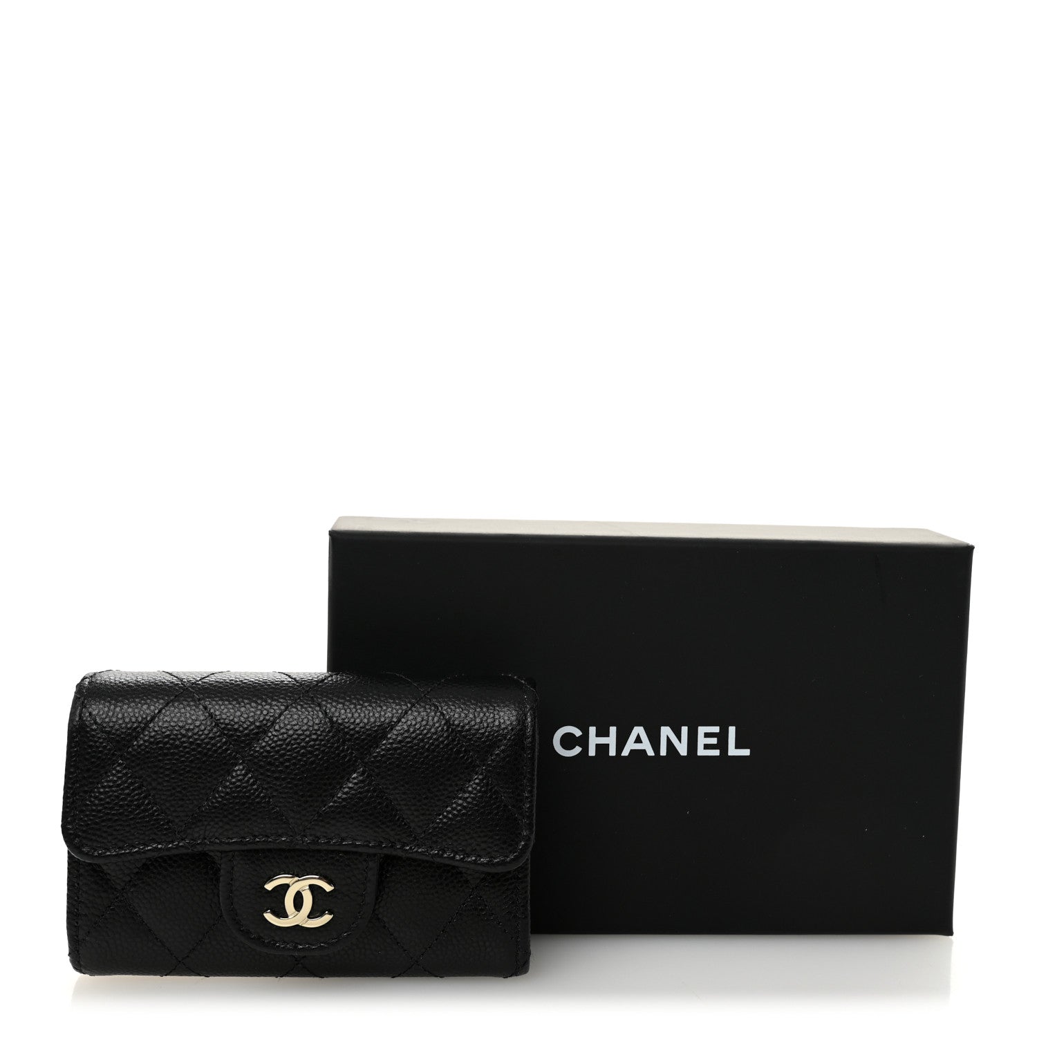 Caviar Quilted Classic 4 Key Holder Wallet Black