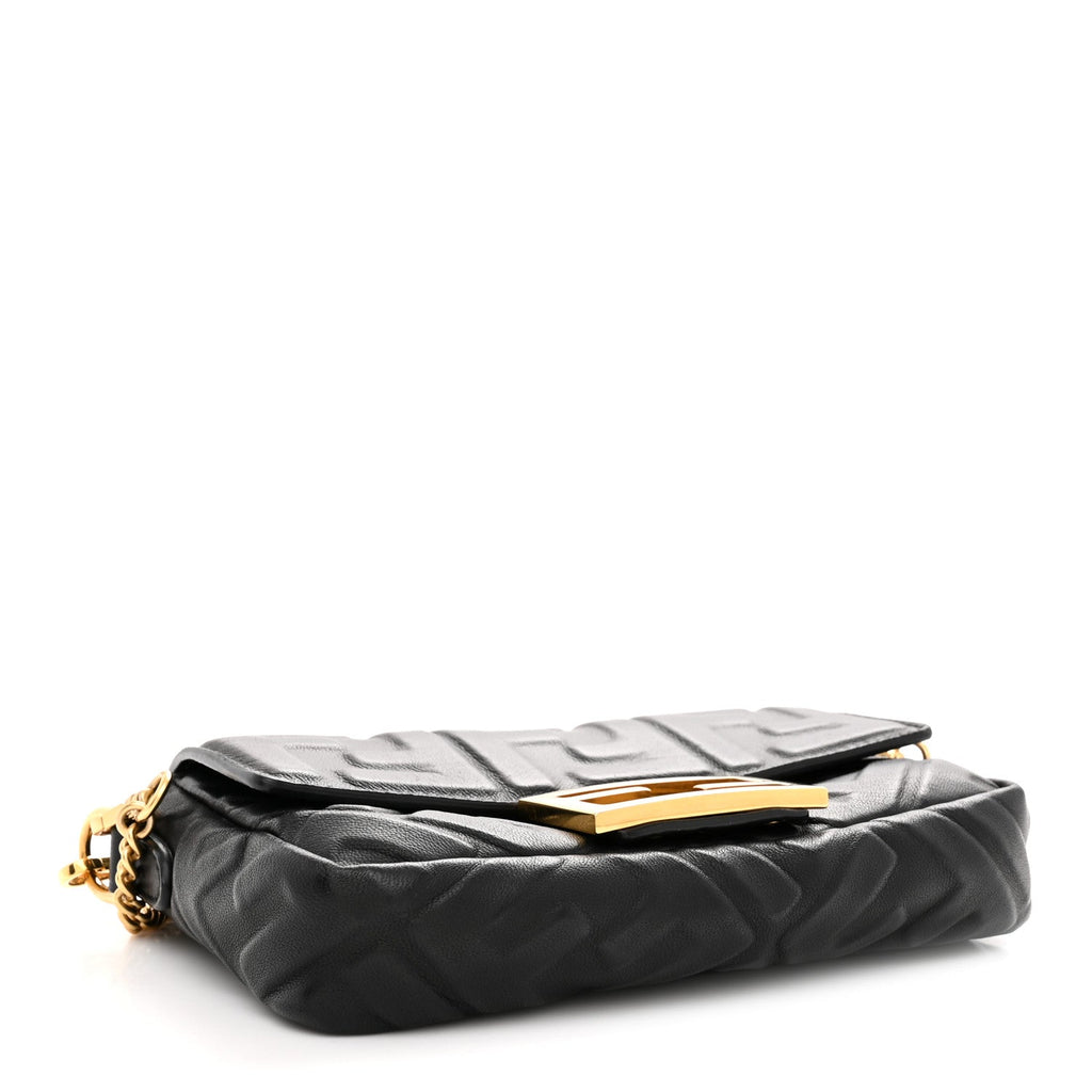 Nappa FF 1974 Embossed Mini Baguette Black