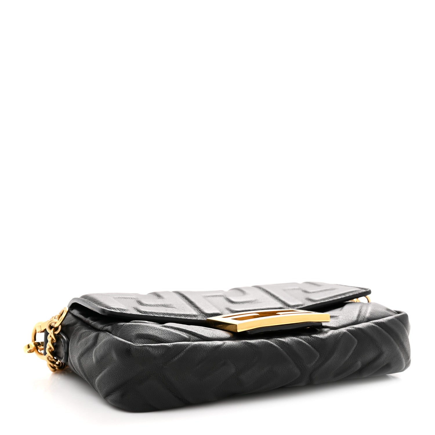 Nappa FF 1974 Embossed Mini Baguette Black