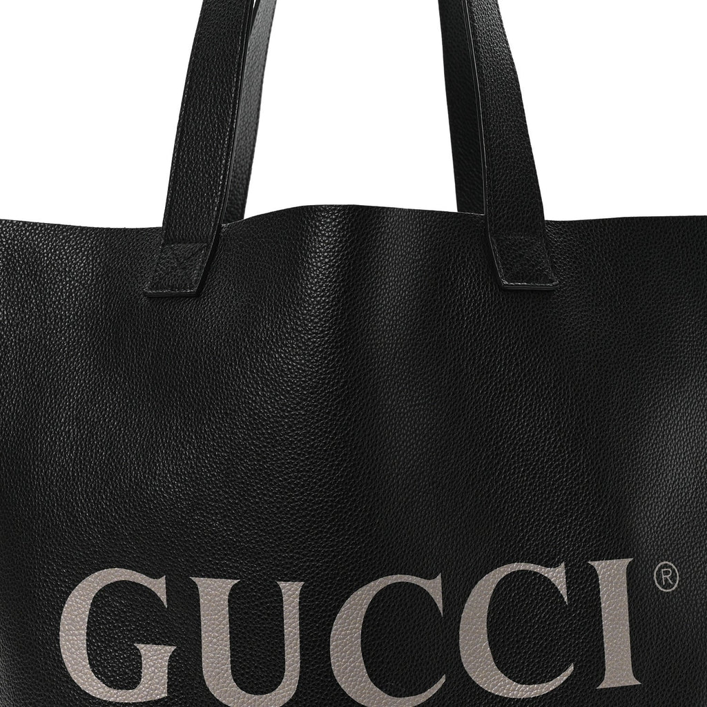 Calfskin Mens Logo Vertical Shopping Tote Black