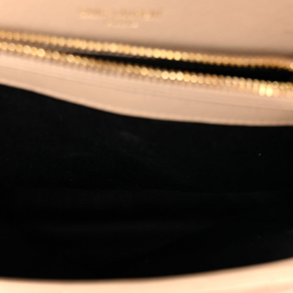Sheepskin Matelasse Chevron Monogram Medium College Bag Dark Beige