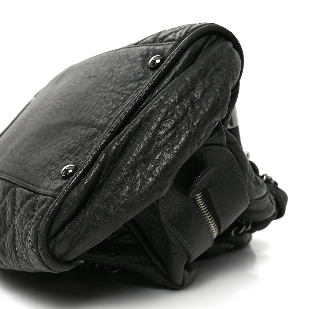 Distressed Lambskin Lady Braid Bowler Grey