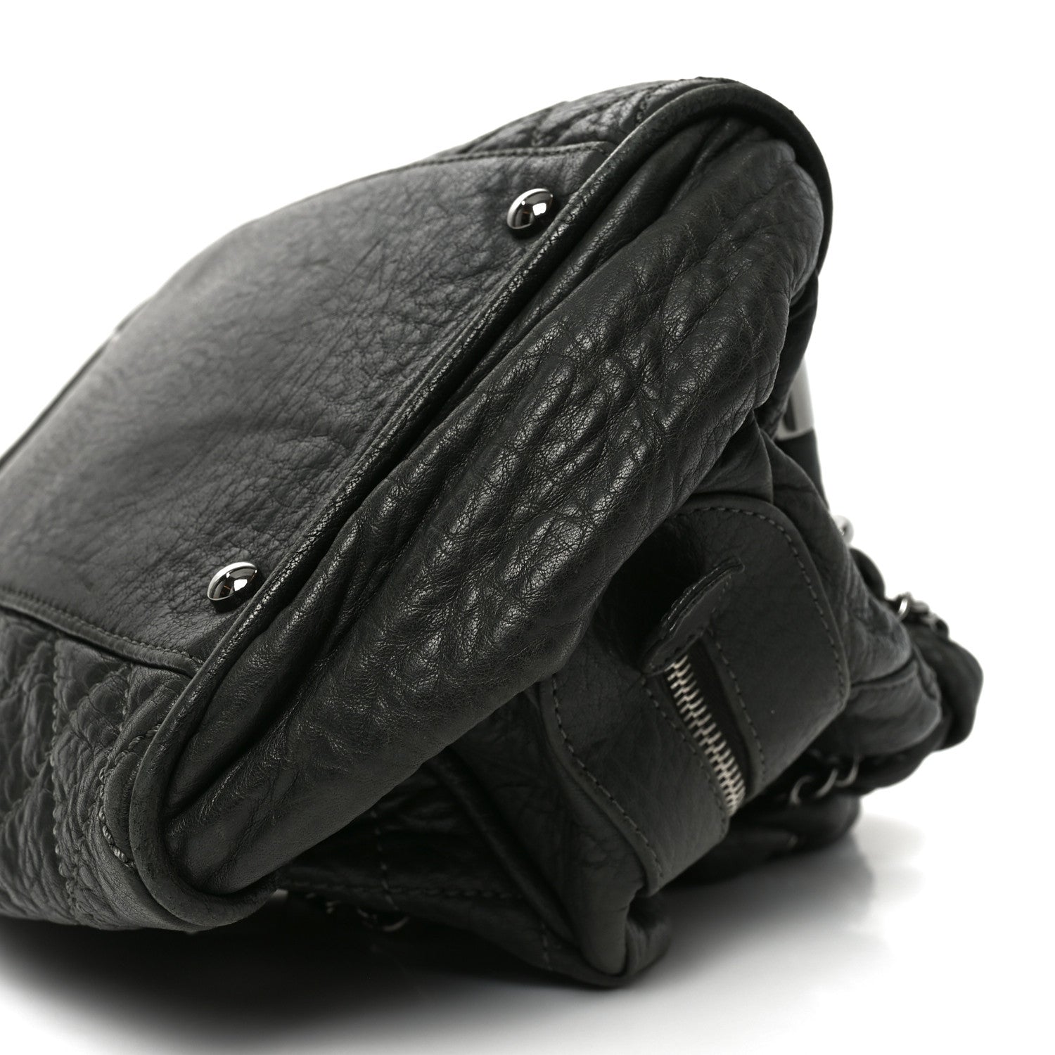 Distressed Lambskin Lady Braid Bowler Grey