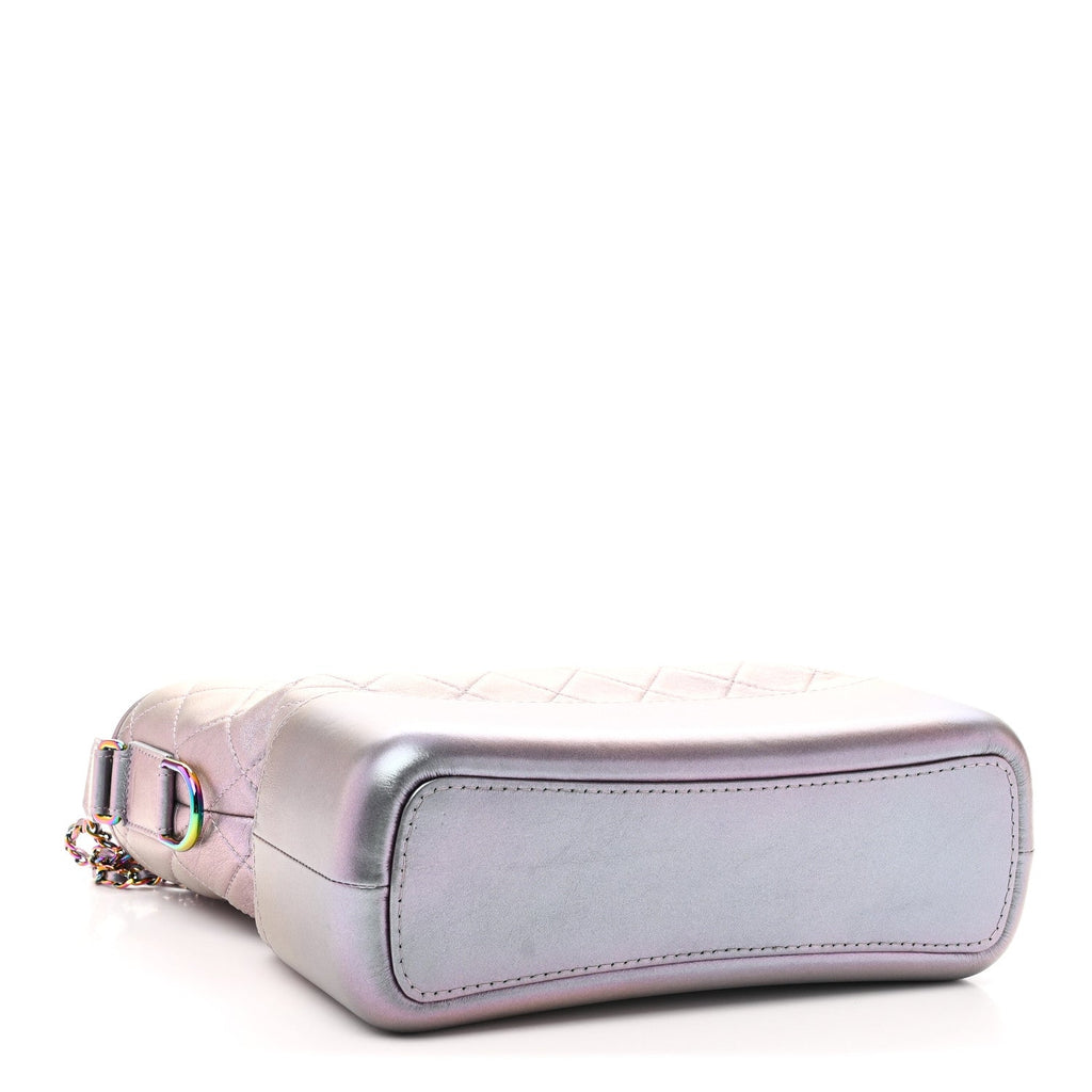 Iridescent Lambskin Calfskin Quilted Medium Gabrielle Hobo Light Purple