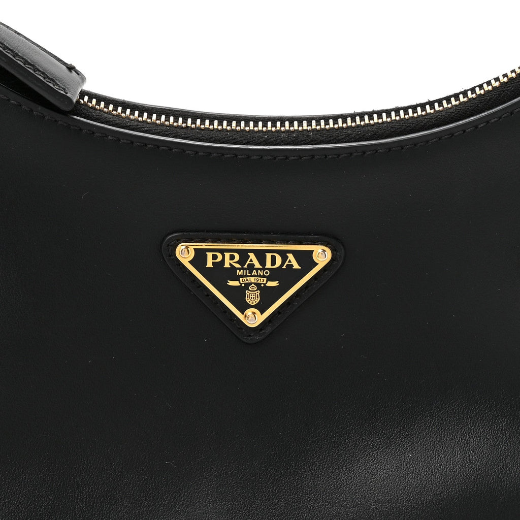 Soft Calfskin Arque Shoulder Bag Black