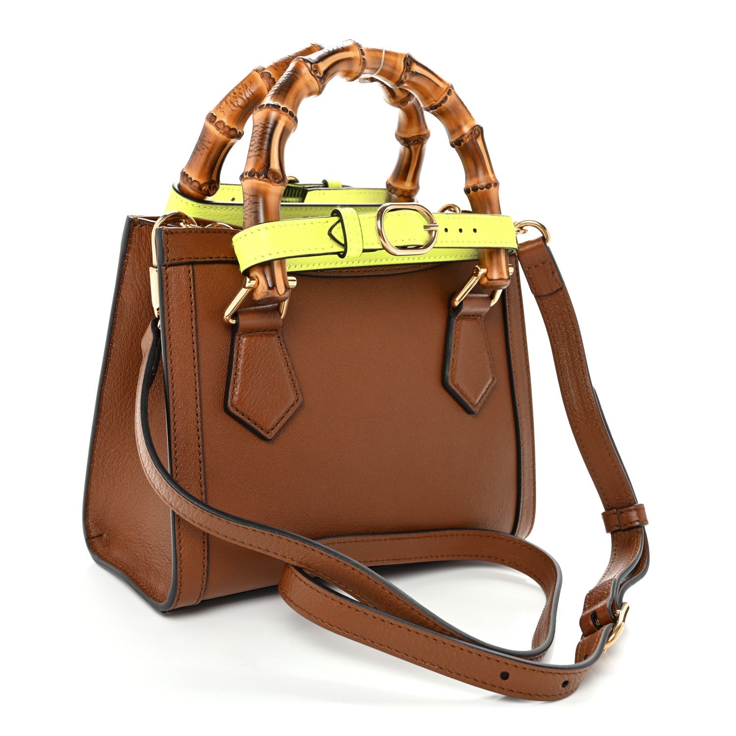 Wonka Grain Calfskin Mini Diana Tote Bag Cuir Yellow Fluo