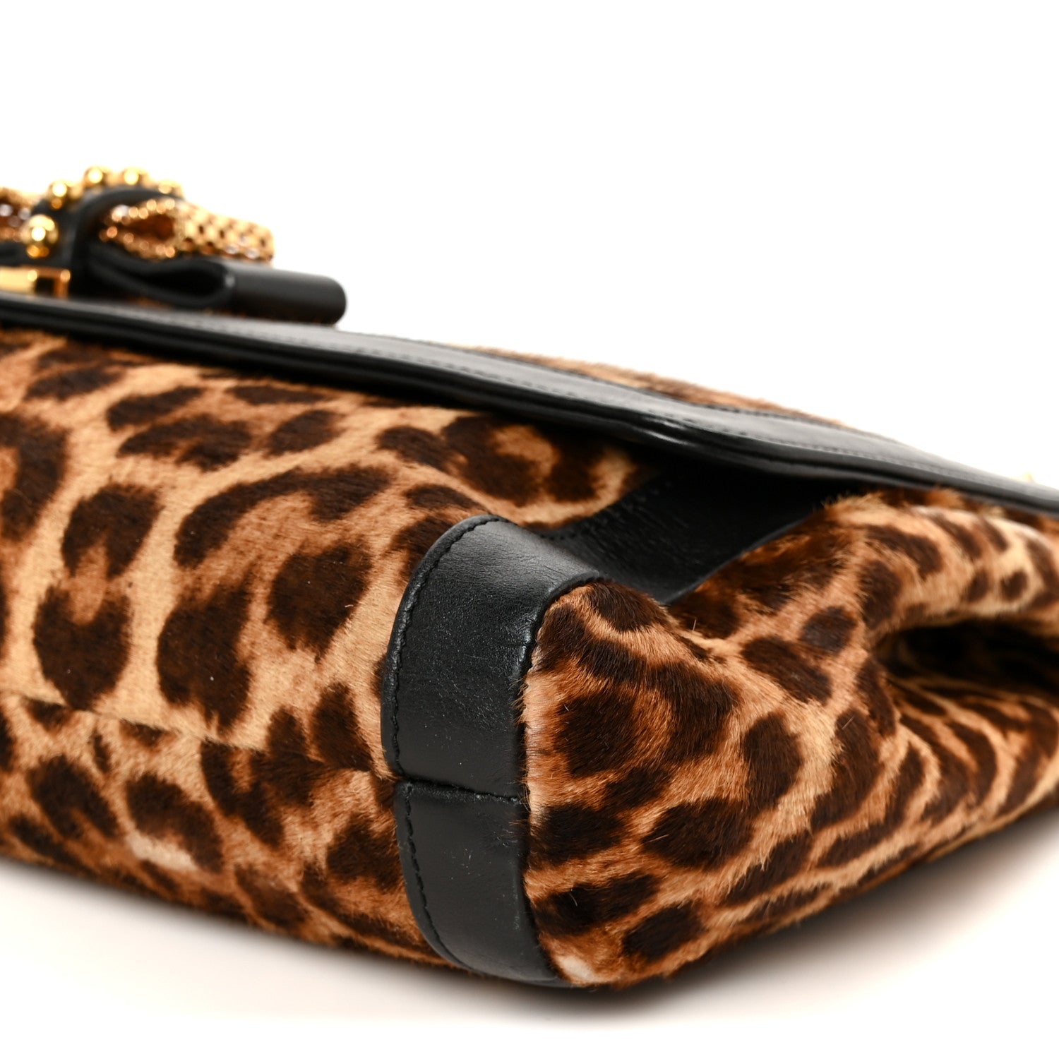 Pony Hair Leopard Print Sweet Charity Shoulder Bag Black