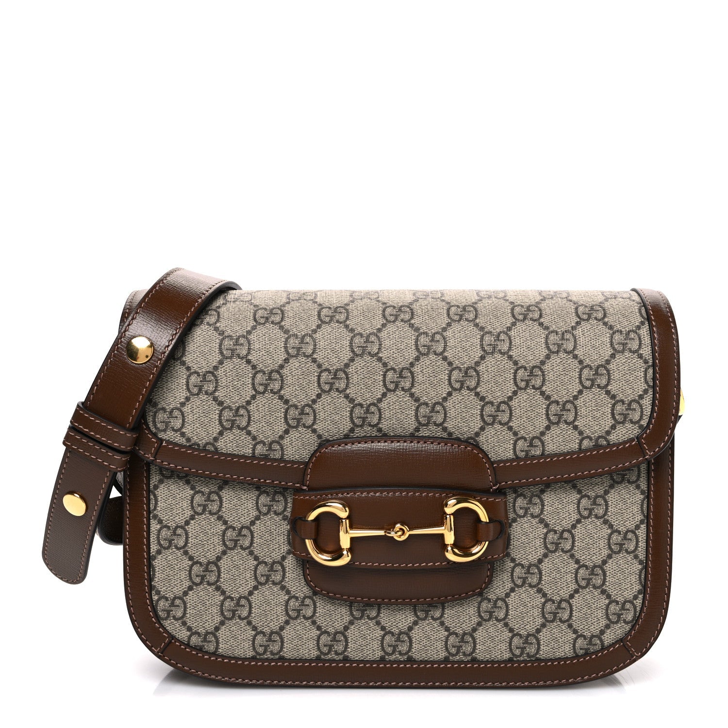 GG Supreme Monogram Horsebit 1955 Shoulder Bag Beige Brown Sugar