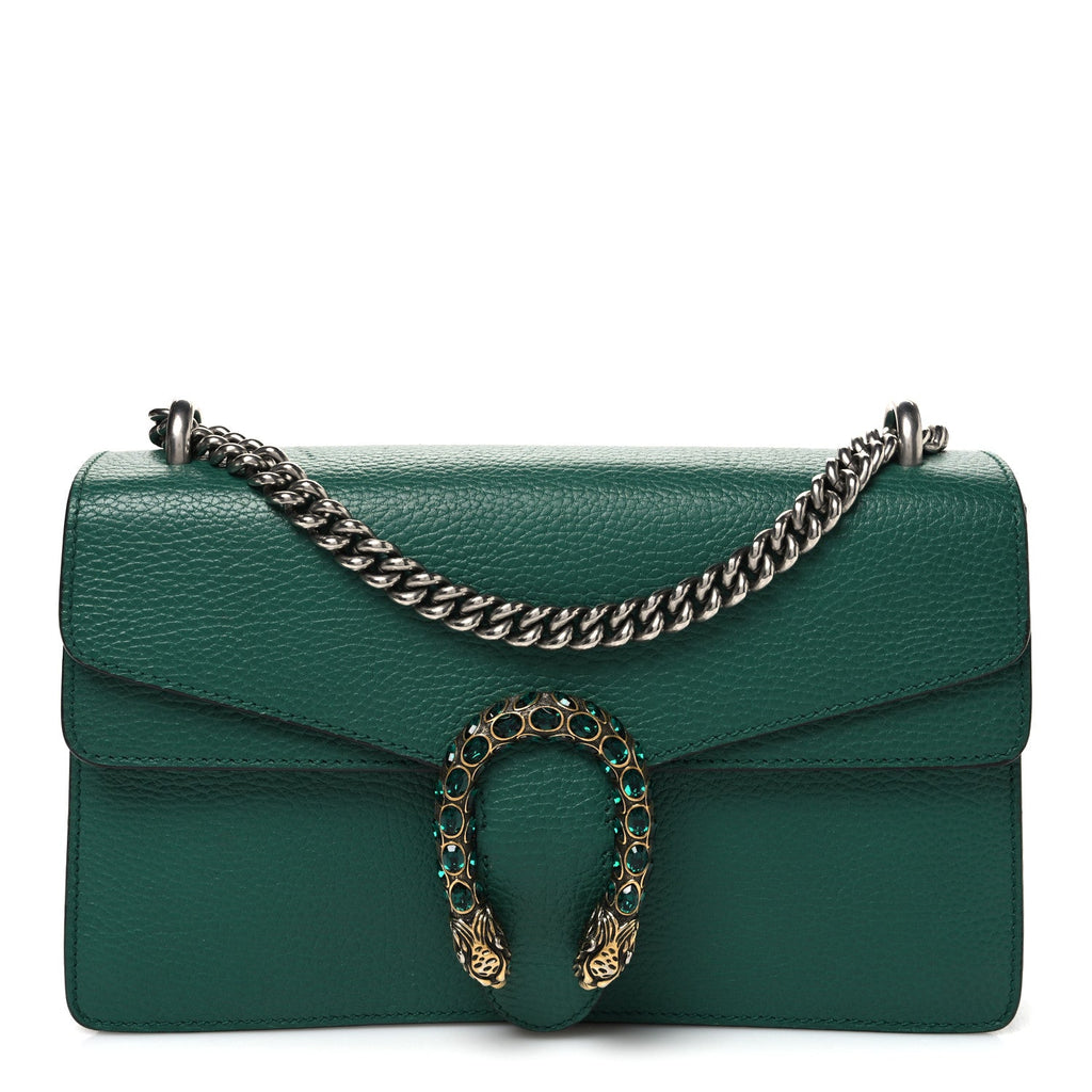 Pebbled Calfskin Small Dionysus Shoulder Bag Emerald