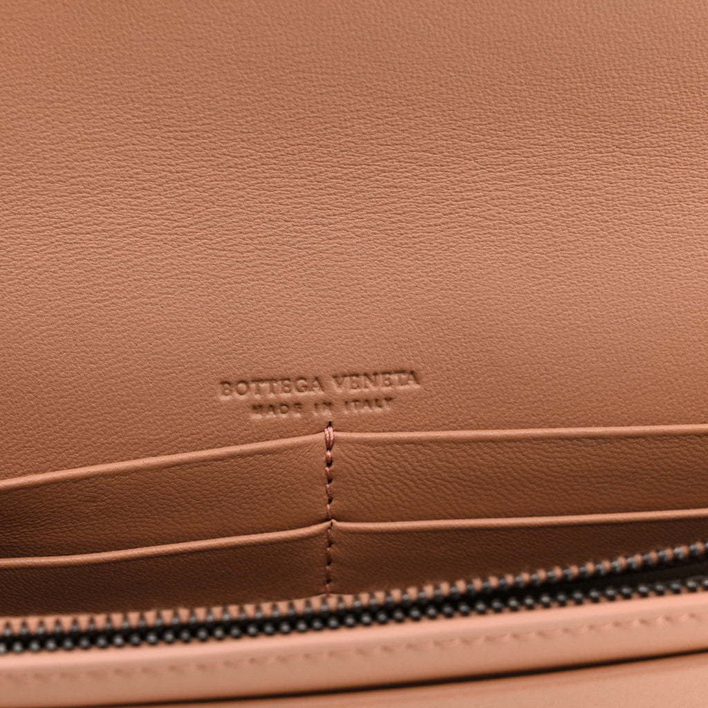 Nappa Intrecciato Continental Wallet on Chain Dusty Rose