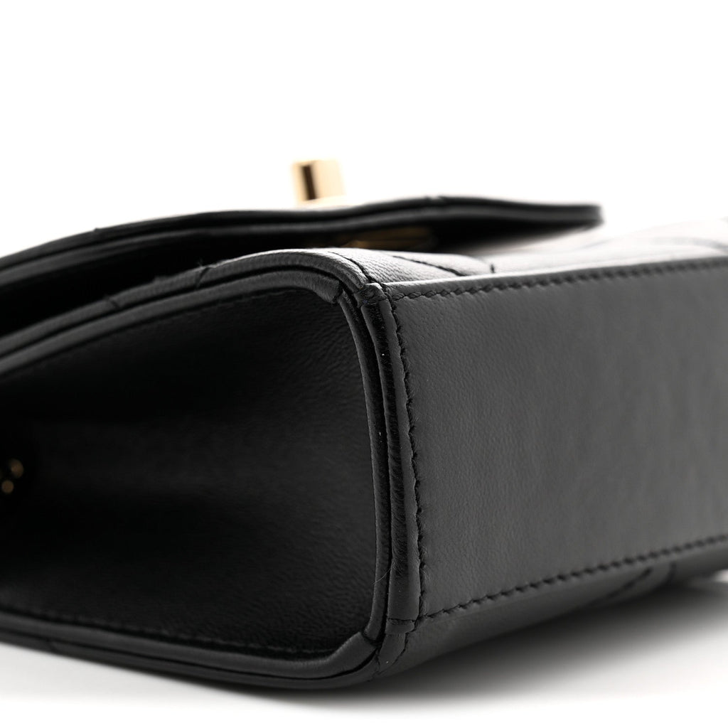 Lambskin Quilted Mini Trendy CC Chain Wallet Black