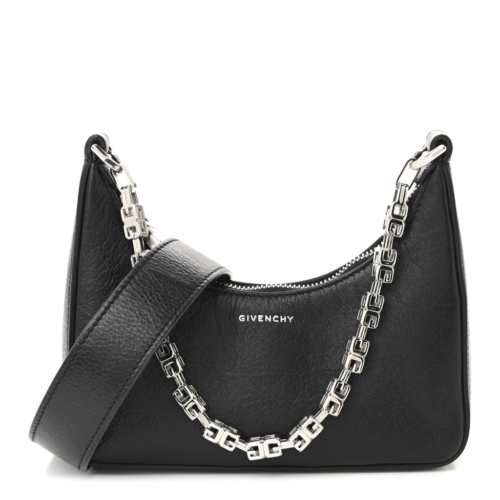 Smooth Calfskin Mini Moon Cut Out Shoulder Bag Black
