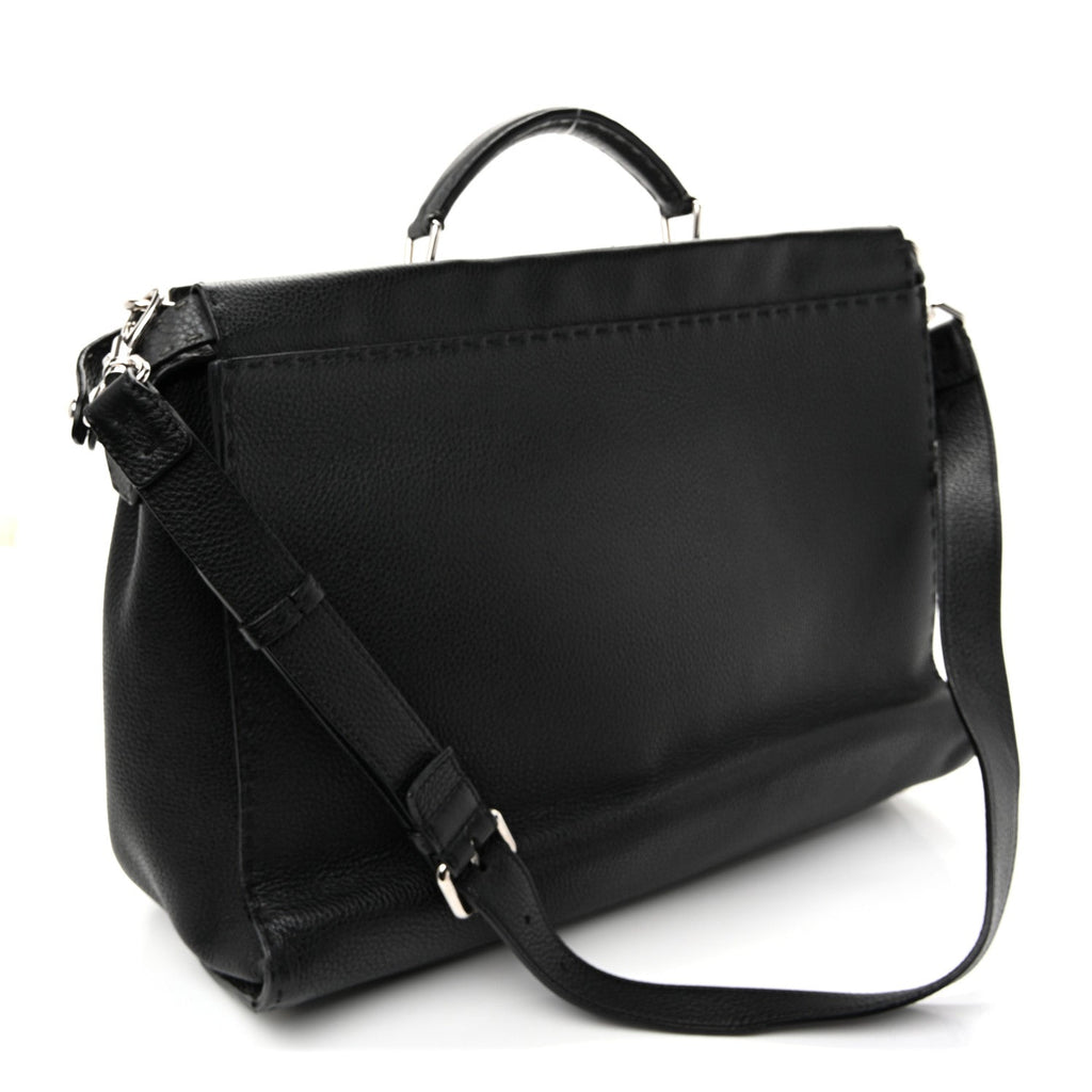 Cuoio Romano Selleria Metal Stitch Large Mens Peekaboo Iconic Essential Satchel Black