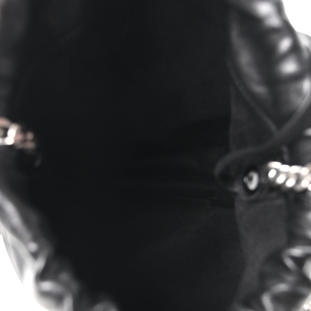 Lambskin Small Teddy Bucket Bag Black