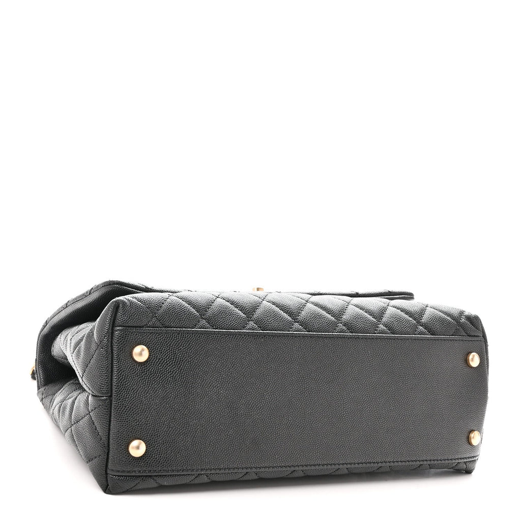 Caviar Quilted Small Coco Handle Flap Black