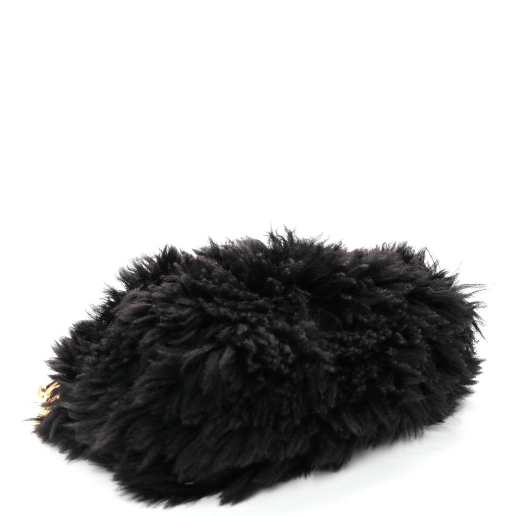 Shearling Lambskin The Pouch Chain Black