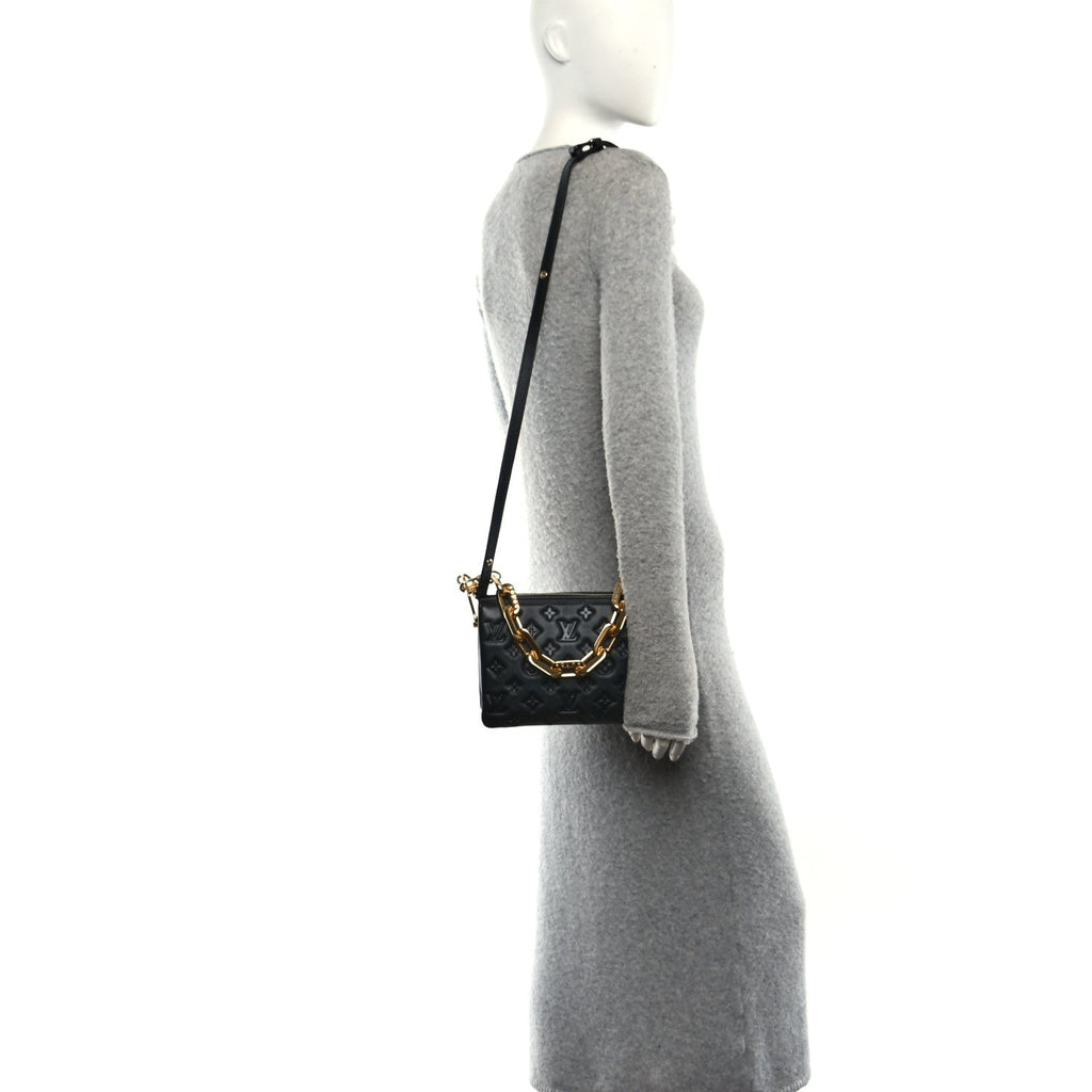 Lambskin Embossed Monogram Coussin BB Black