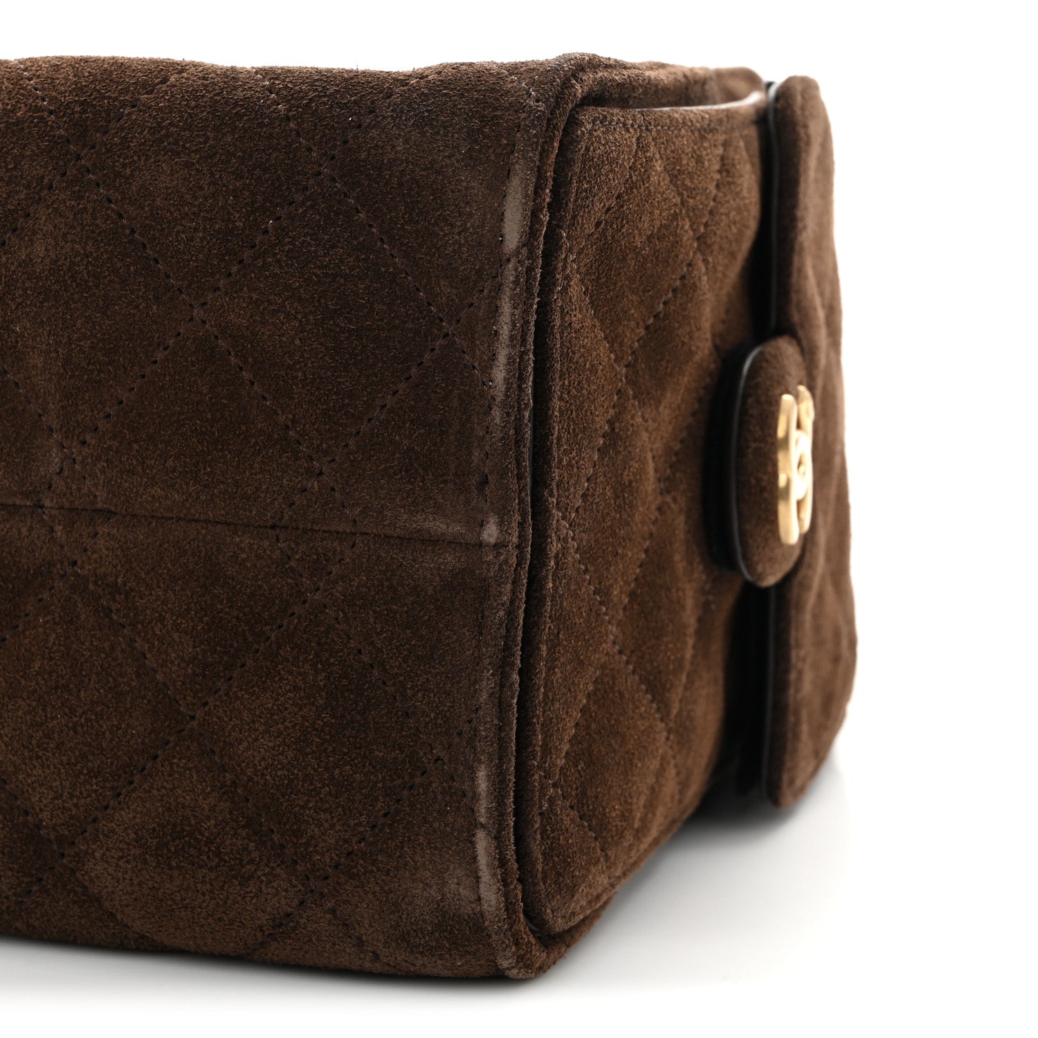 Suede Quilted Small Chanel 25 Handbag Dark Brown
