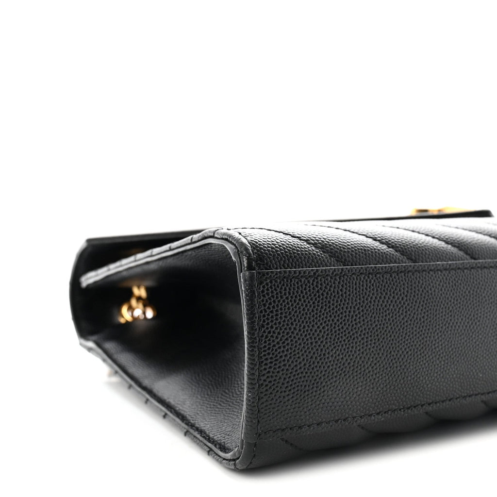 Grain De Poudre Matelasse Chevron Large Monogram Satchel Black