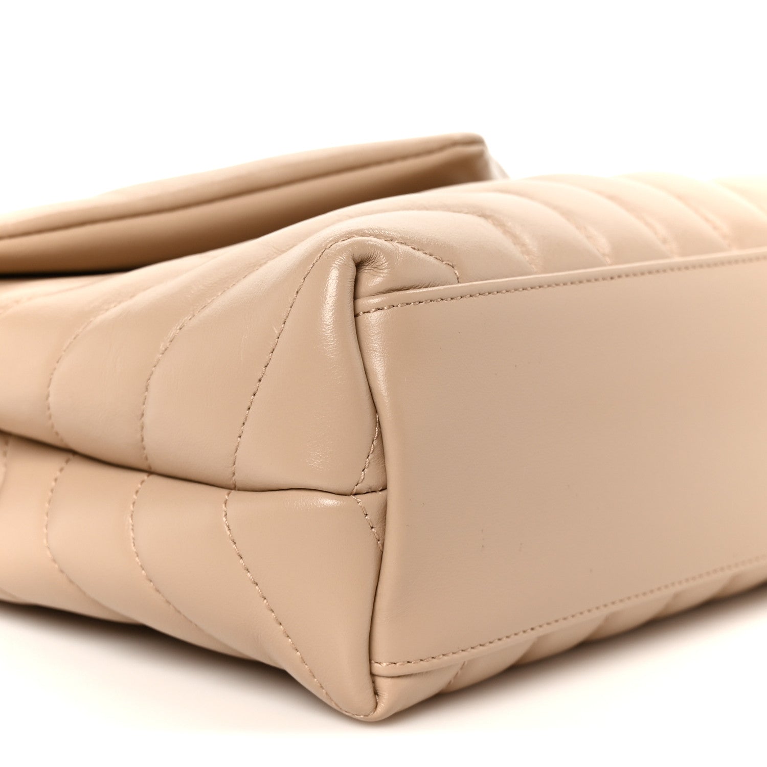 Calfskin Y Quilted Monogram Small Loulou Chain Satchel Dark Beige