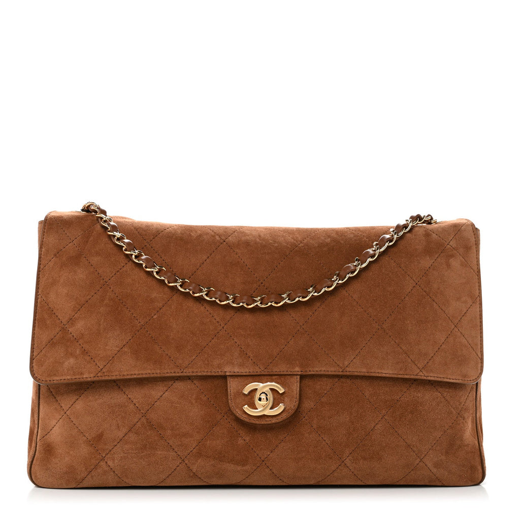 Suede Calfskin Souplissimo Maxi Flap Camel