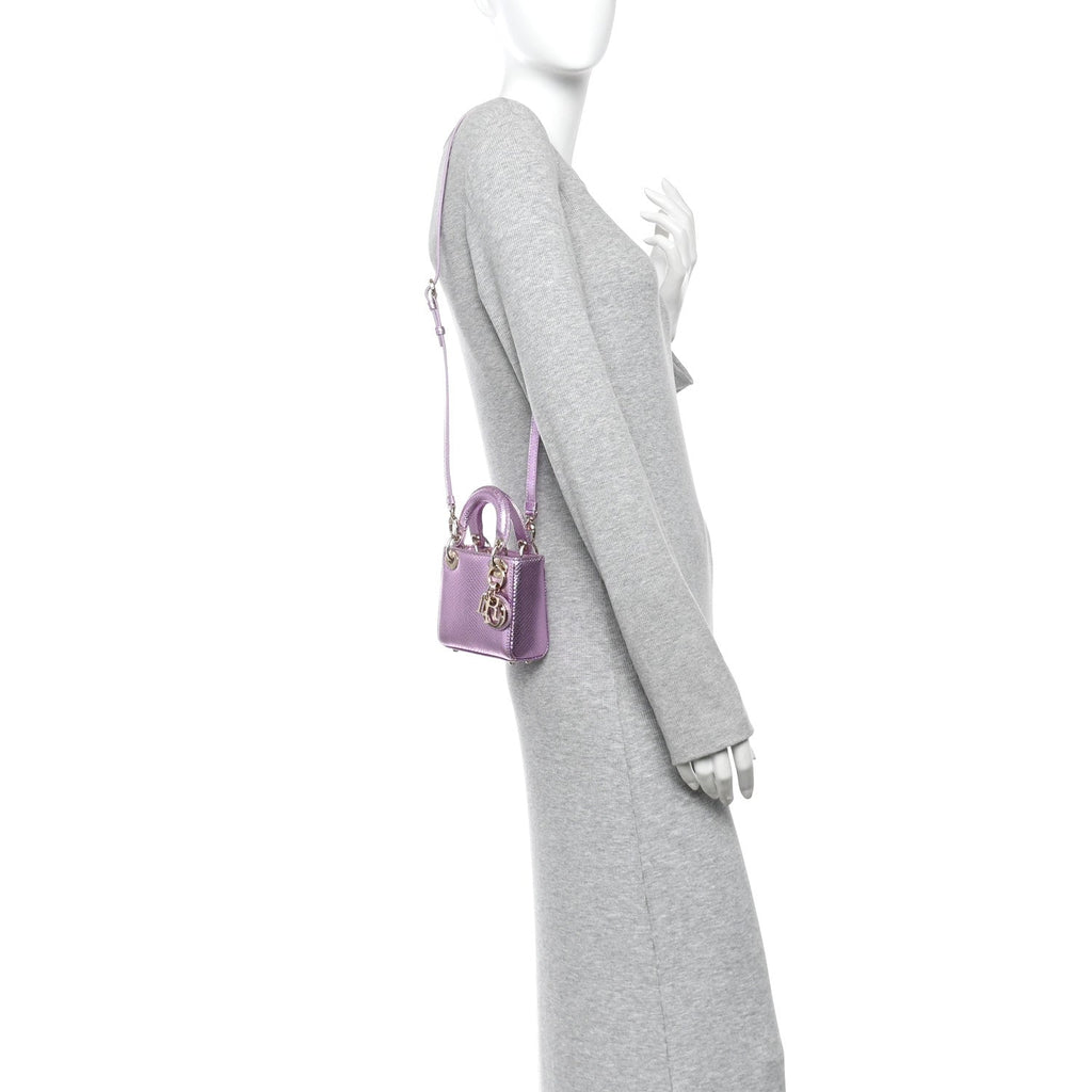 Metallic Karung Micro Lady Dior Light Purple