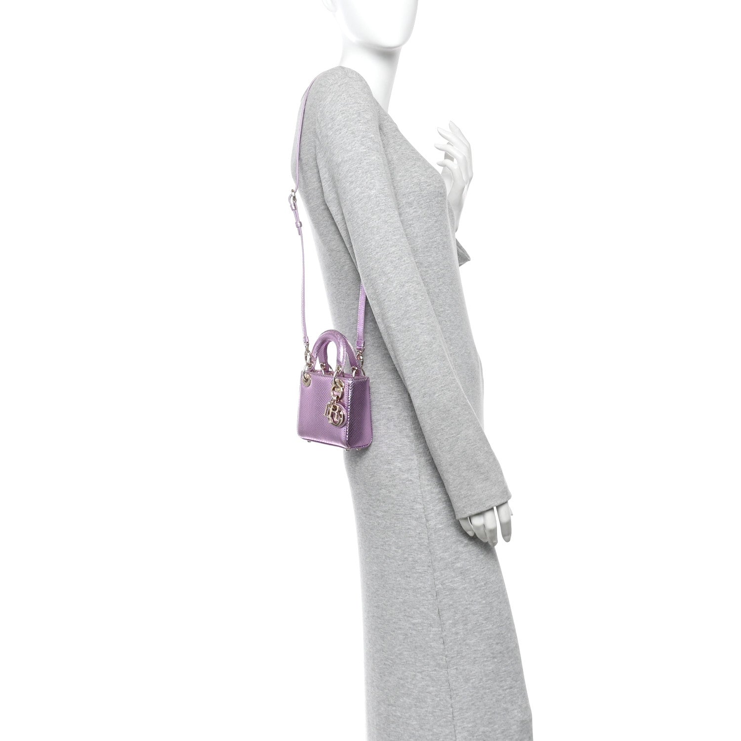 Metallic Karung Micro Lady Dior Light Purple