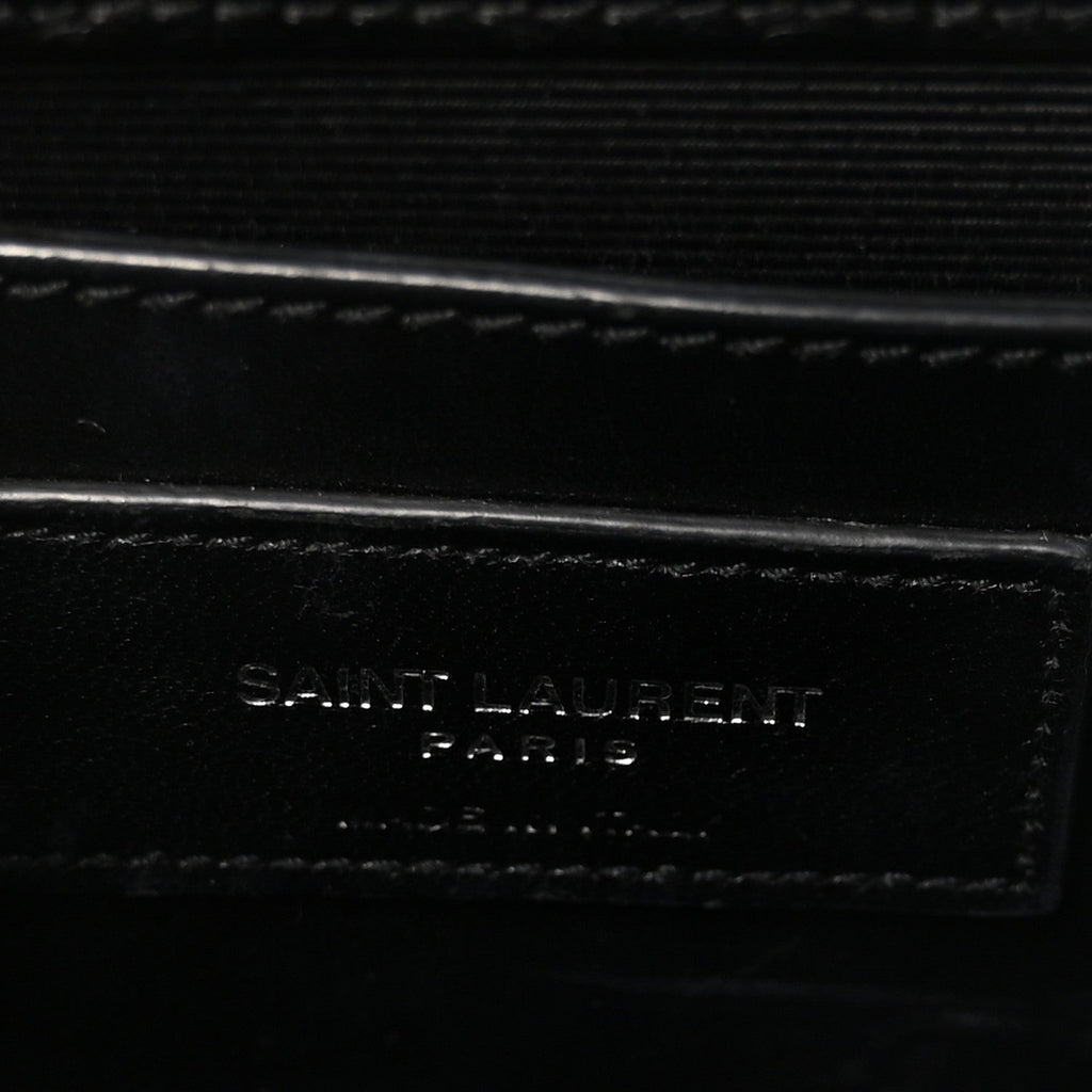 Calfskin Crocodile Embossed Small Classic Monogram Kate Tassel Satchel Black