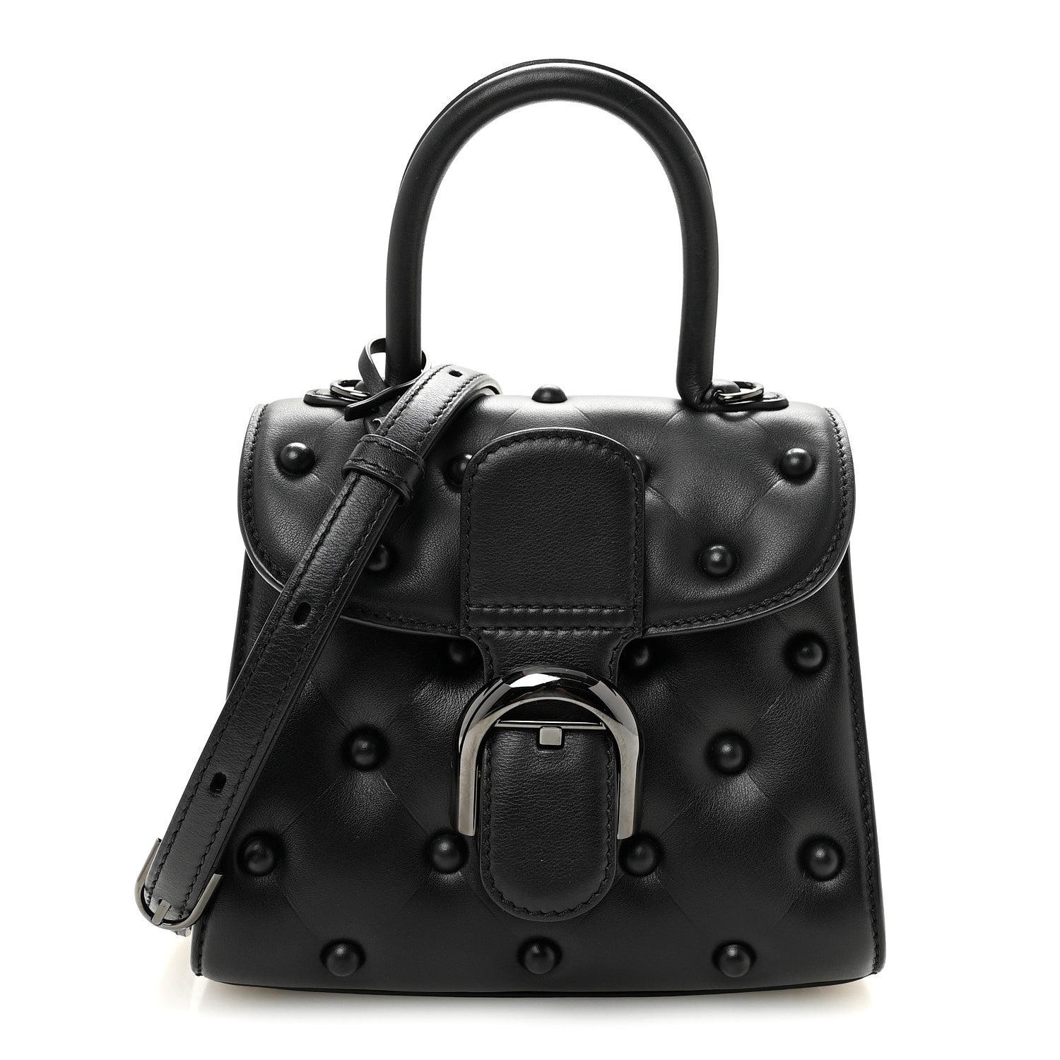 Grained Rodeo Calfskin Quilted Mini Brillant Satchel Black