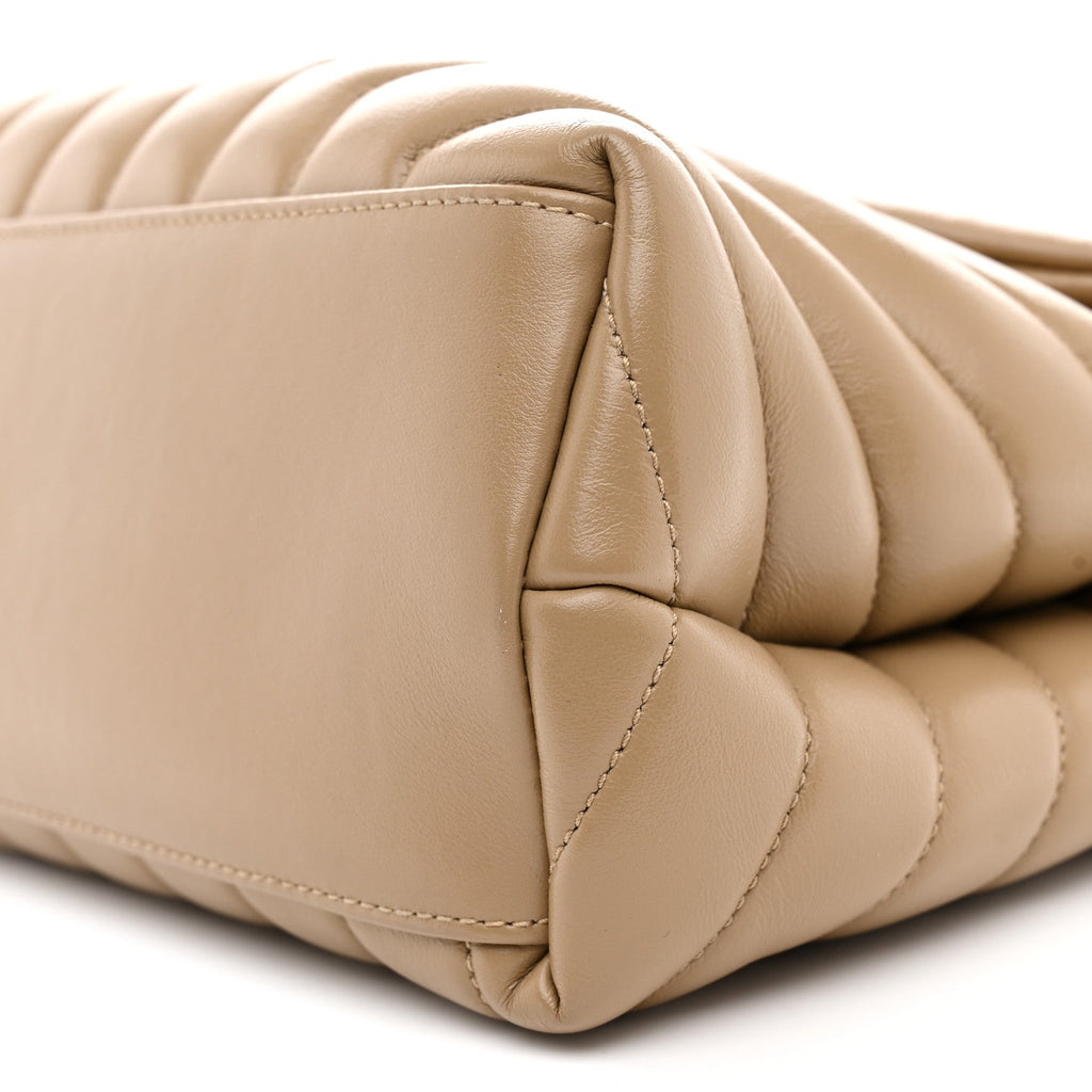 Calfskin Y Quilted Monogram Medium Loulou Chain Satchel Dark Latte