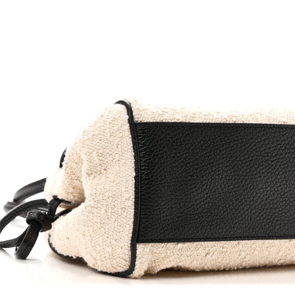Grained Calfskin Boucle Urban Essentials Small Shopping Bag Ecru Black