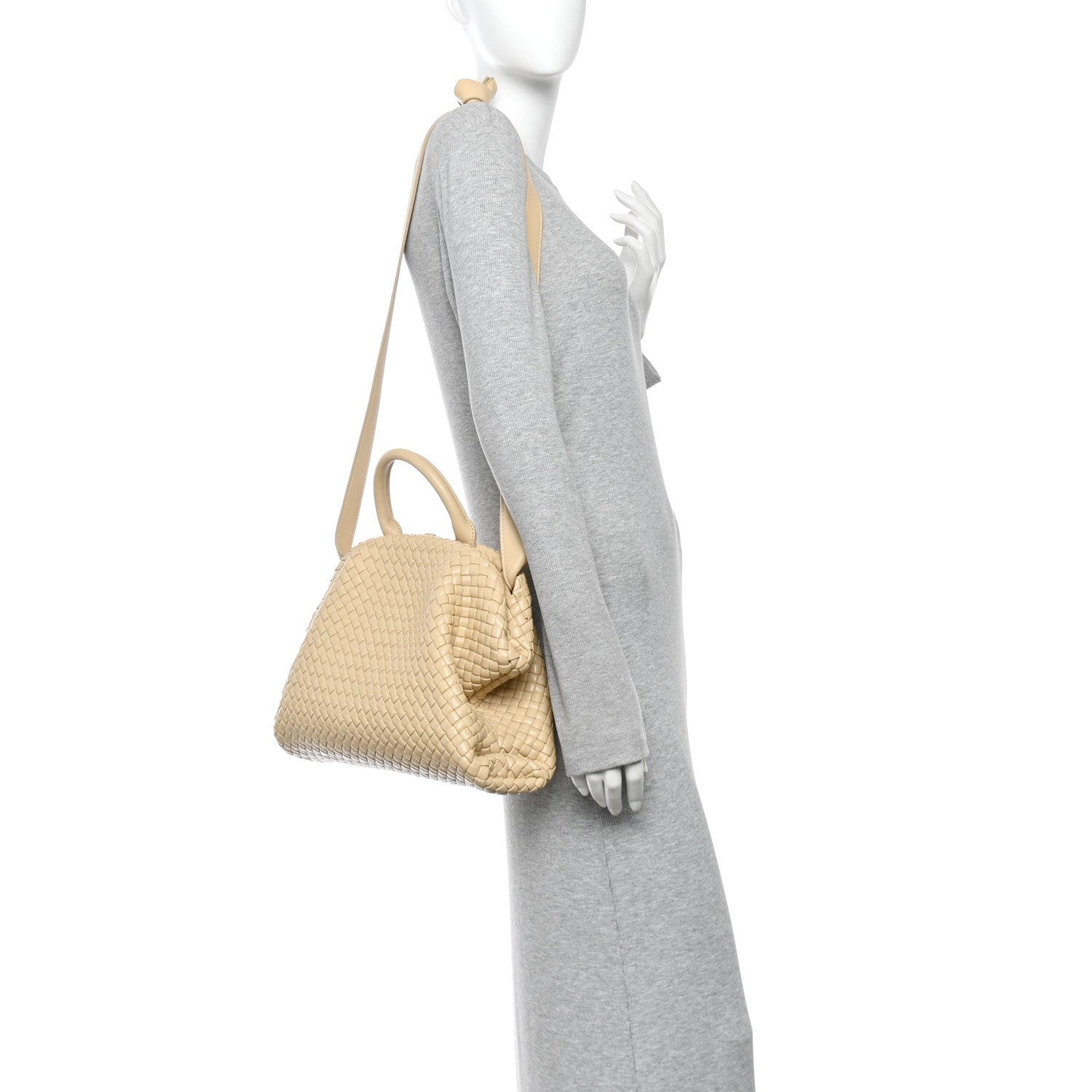 Nappa Intrecciato Padded The Top Handle Tote Bag Porridge