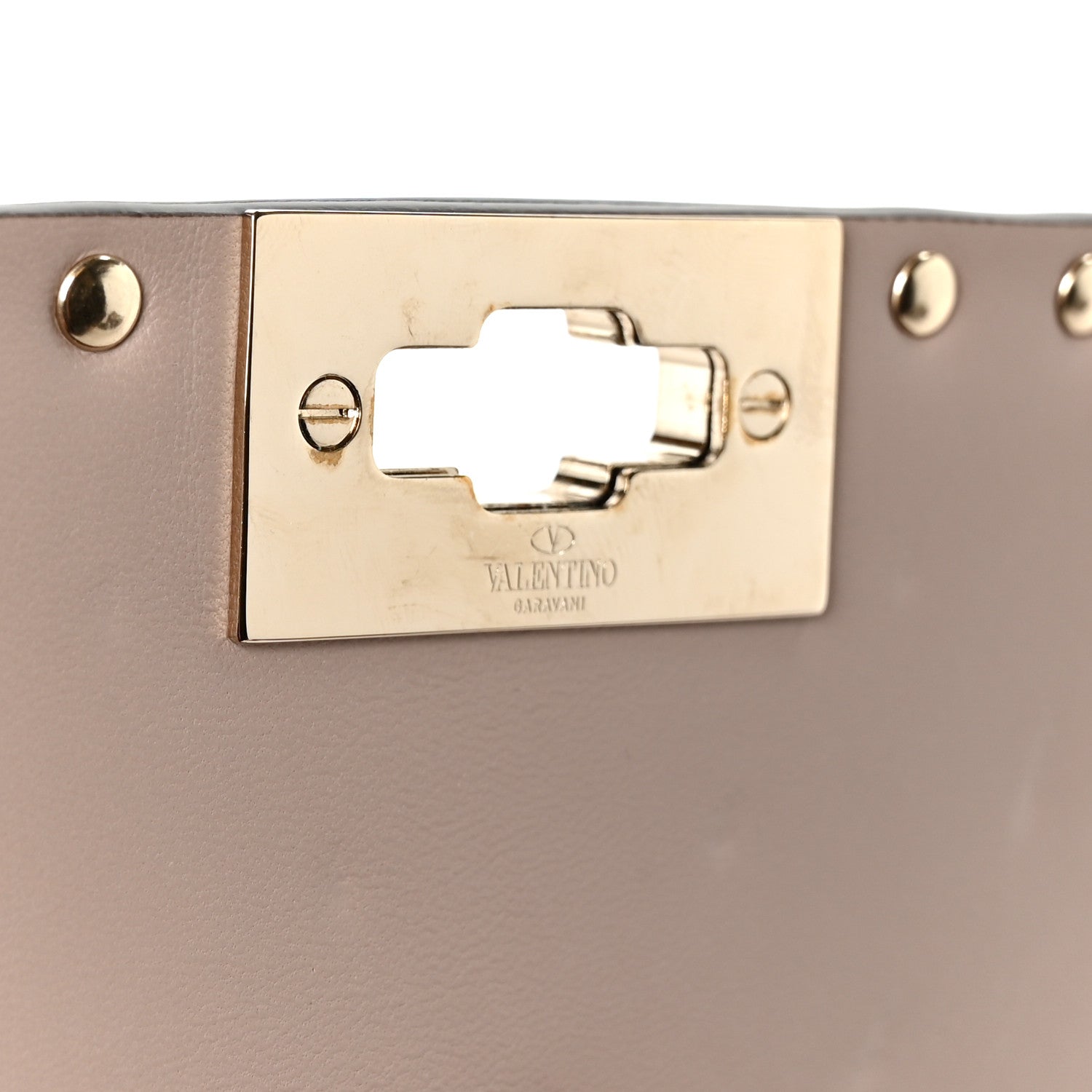Nappa Medium Rockstud Spike Shoulder Bag Poudre
