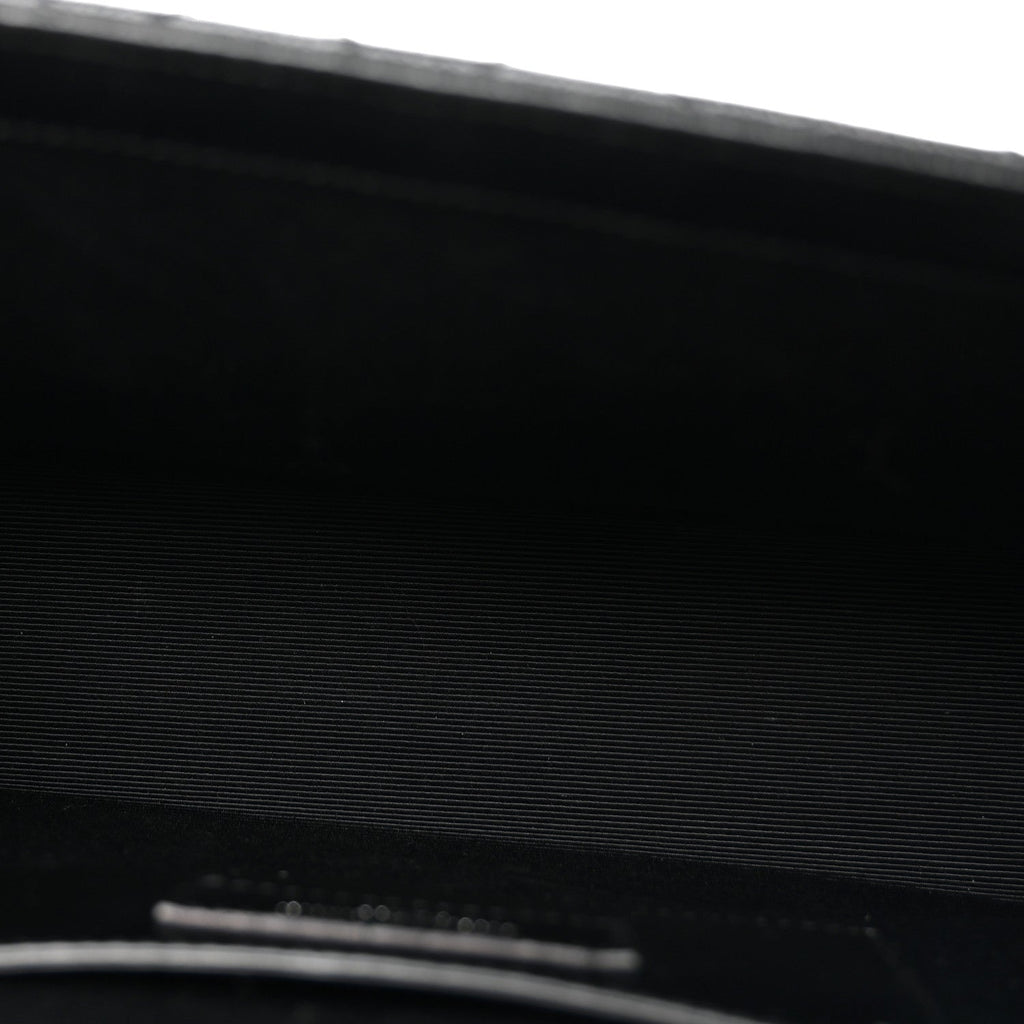 Grain De Poudre Textured Mixed Matelasse Triquilt Medium Monogram Monochrome Satchel Black Black