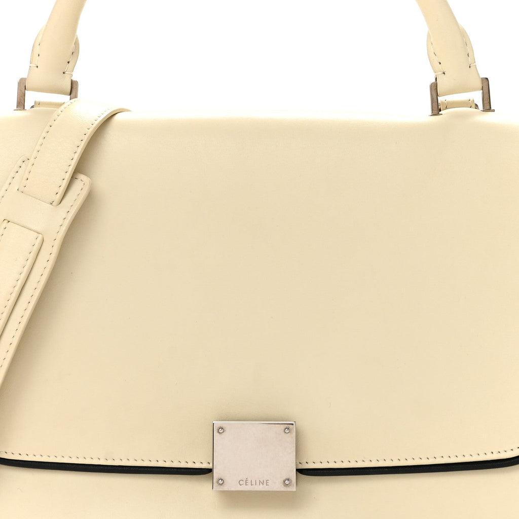 Smooth Calfskin Small Trapeze White Black