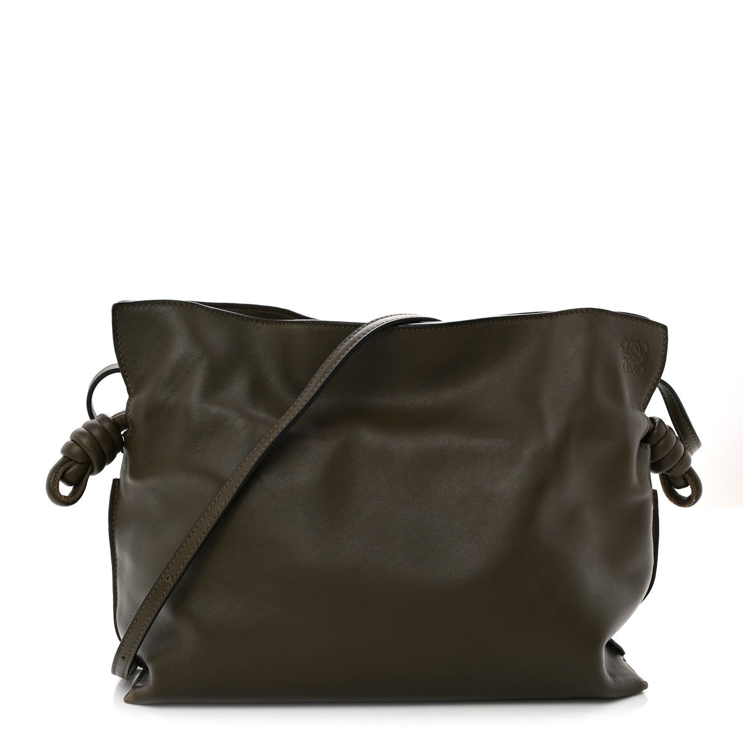 Nappa Flamenco Knot Clutch Dark Khaki
