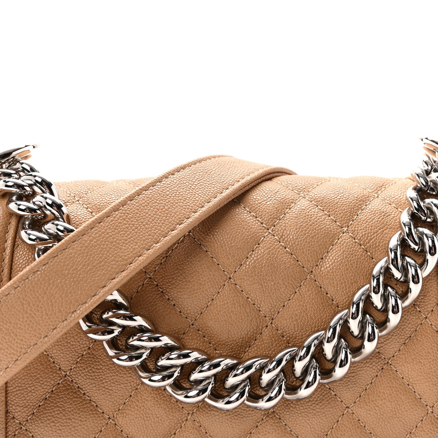 Caviar Quilted Small Boy Flap Beige