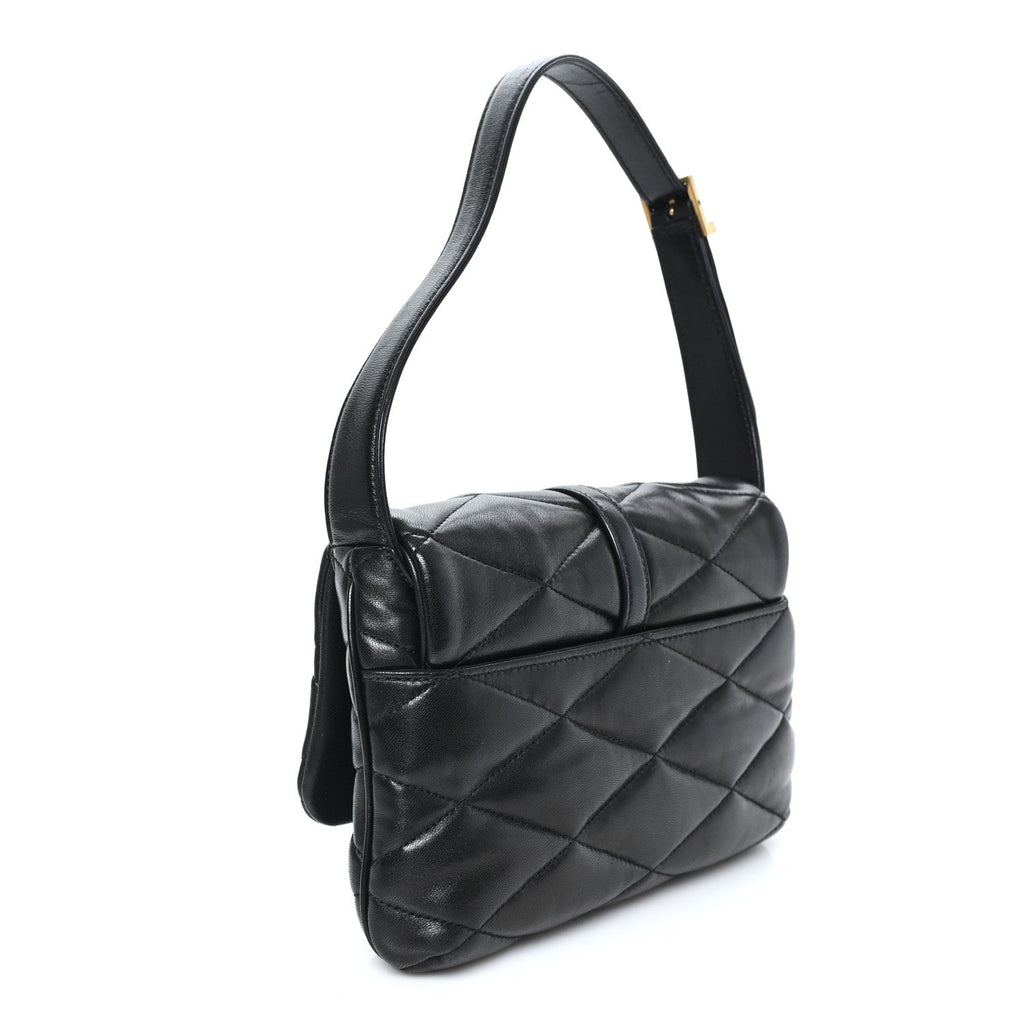 Lambskin Quilted Le 57 Diamond Shoulder Bag Black