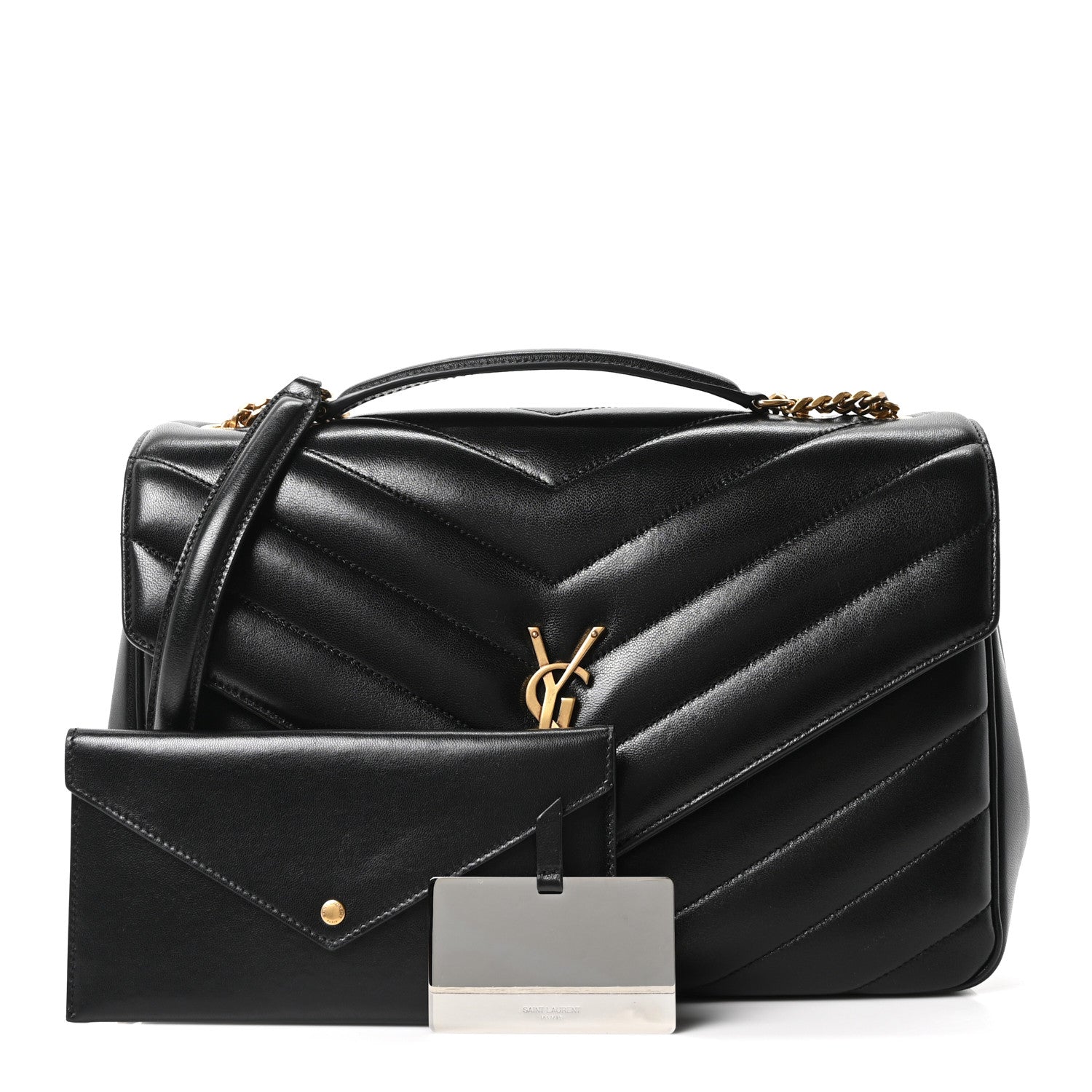Lambskin Chevron Quilted Large LouLou Black