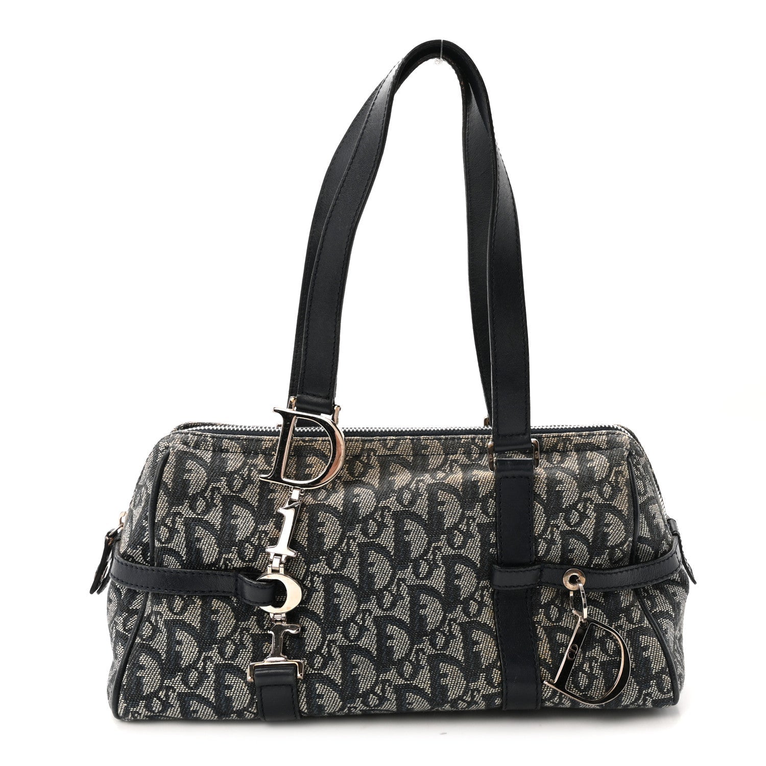 Denim Monogram Charms Shoulder Bag Blue