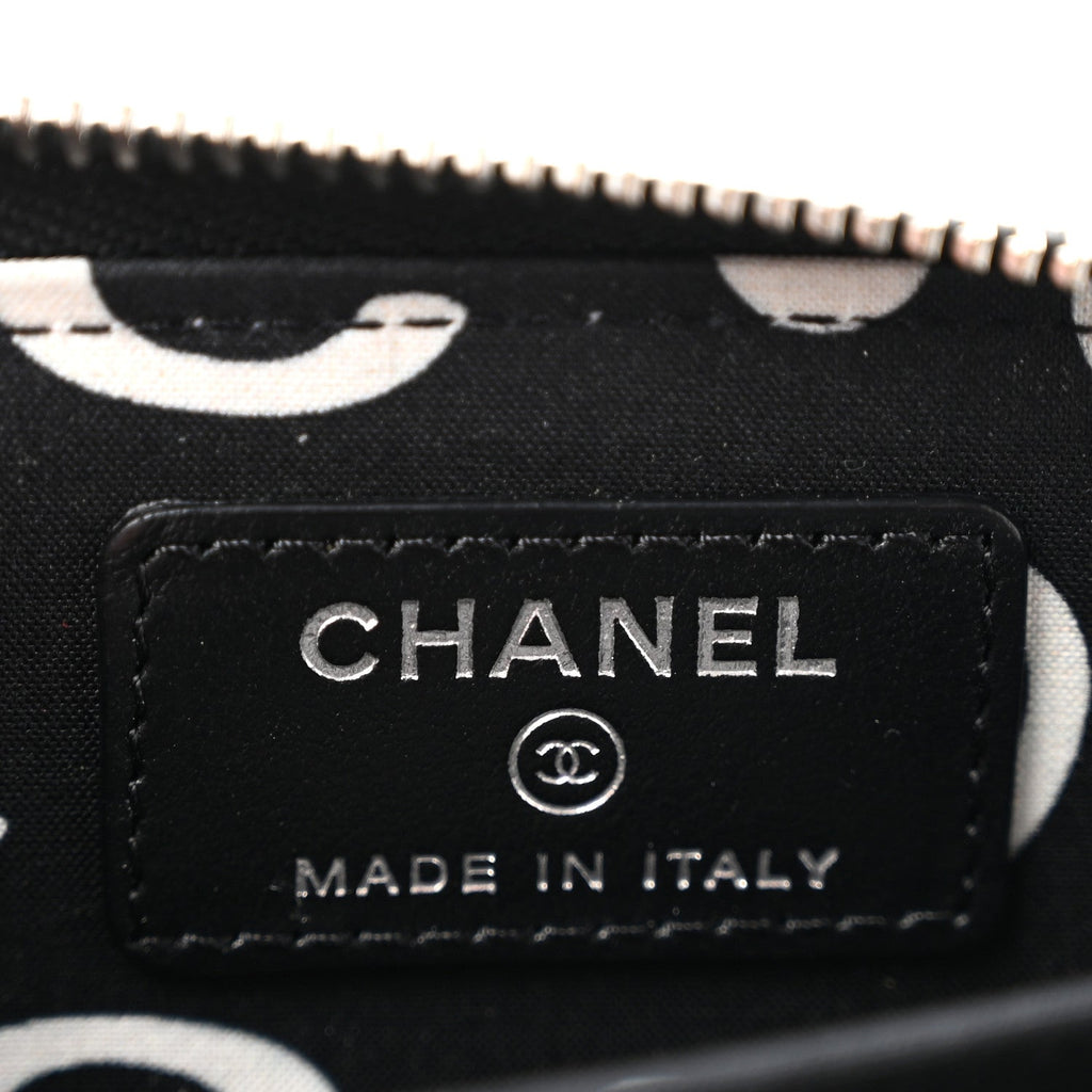 Caviar Quilted Coco Chanel Logo CC Zip Coin Purse Black