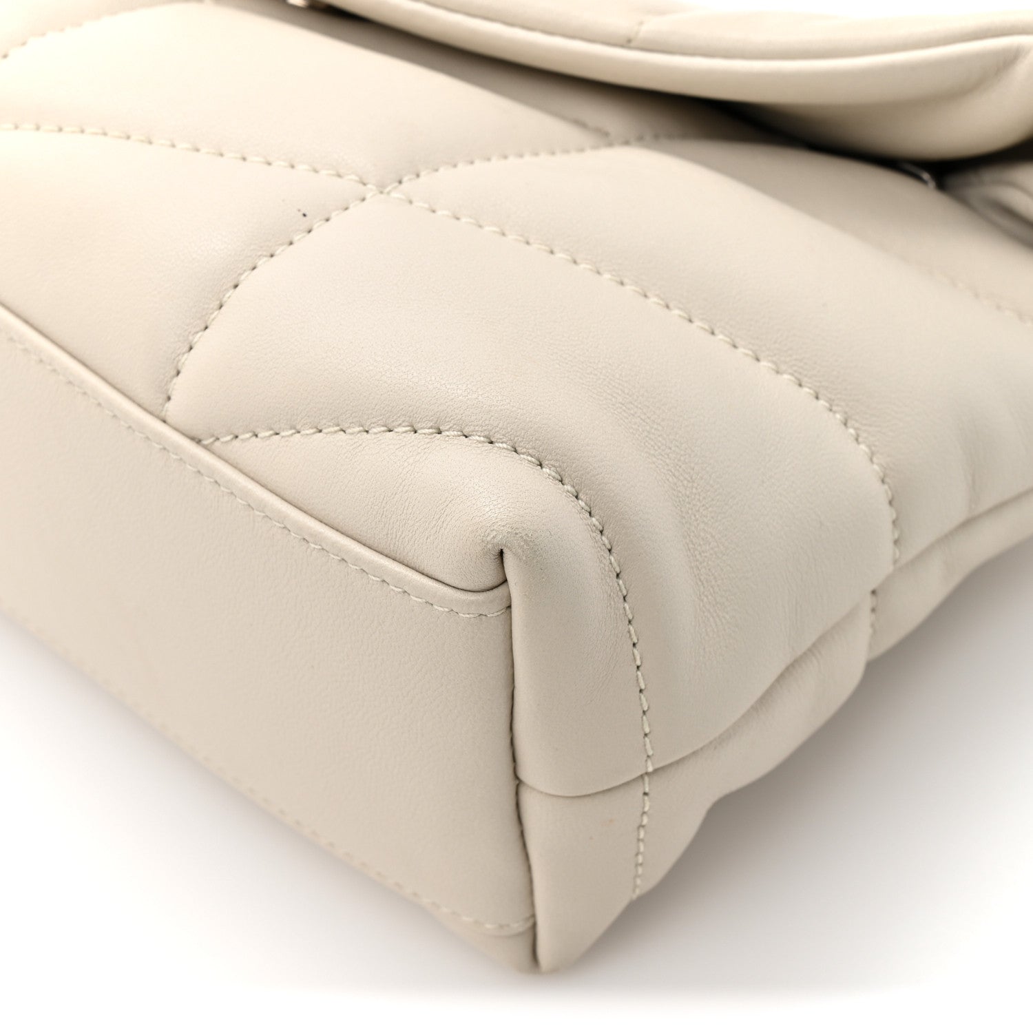 Lambskin Quilted Toy Loulou Puffer Monogram Chain Satchel Crema Soft