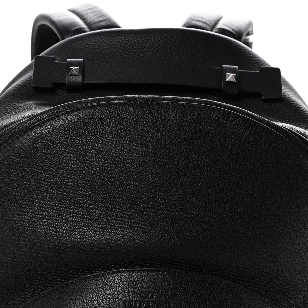 Grained Calfskin Rockstud Backpack Black
