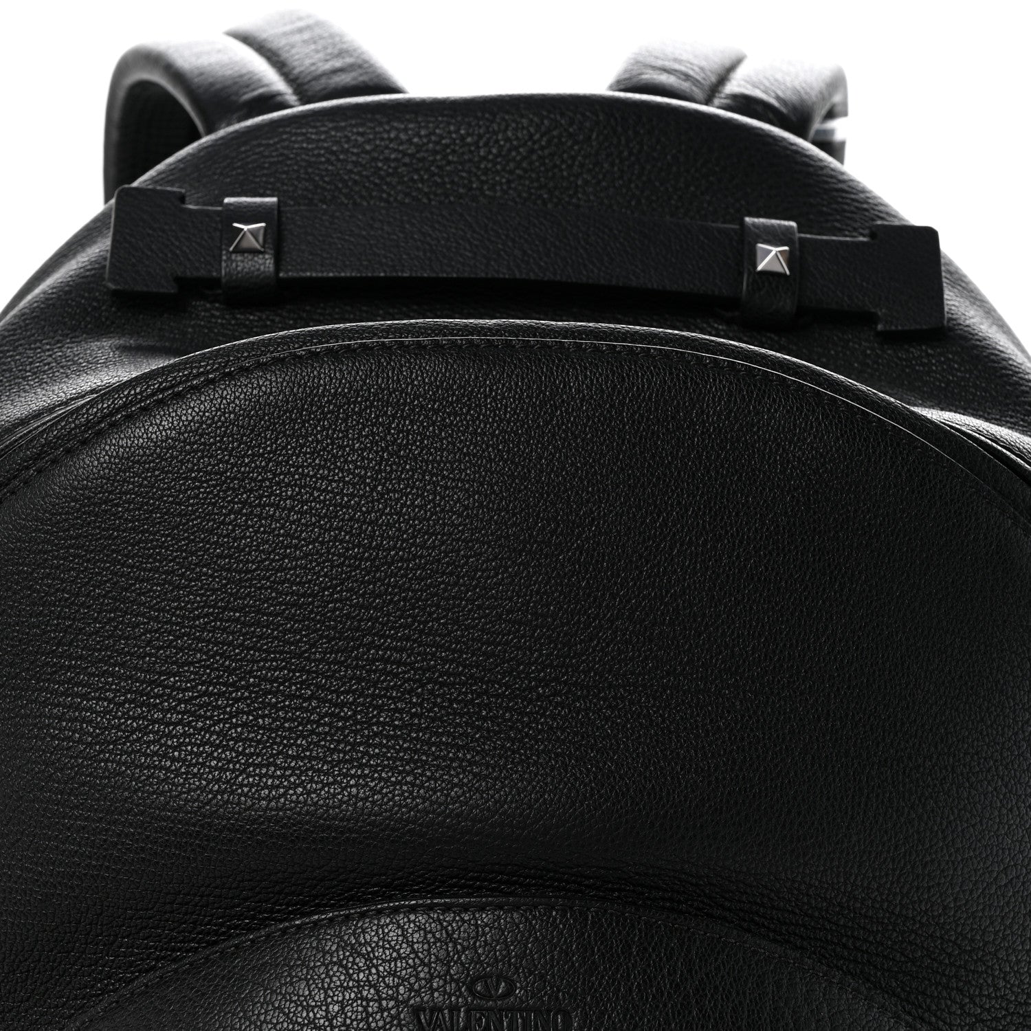 Grained Calfskin Rockstud Backpack Black