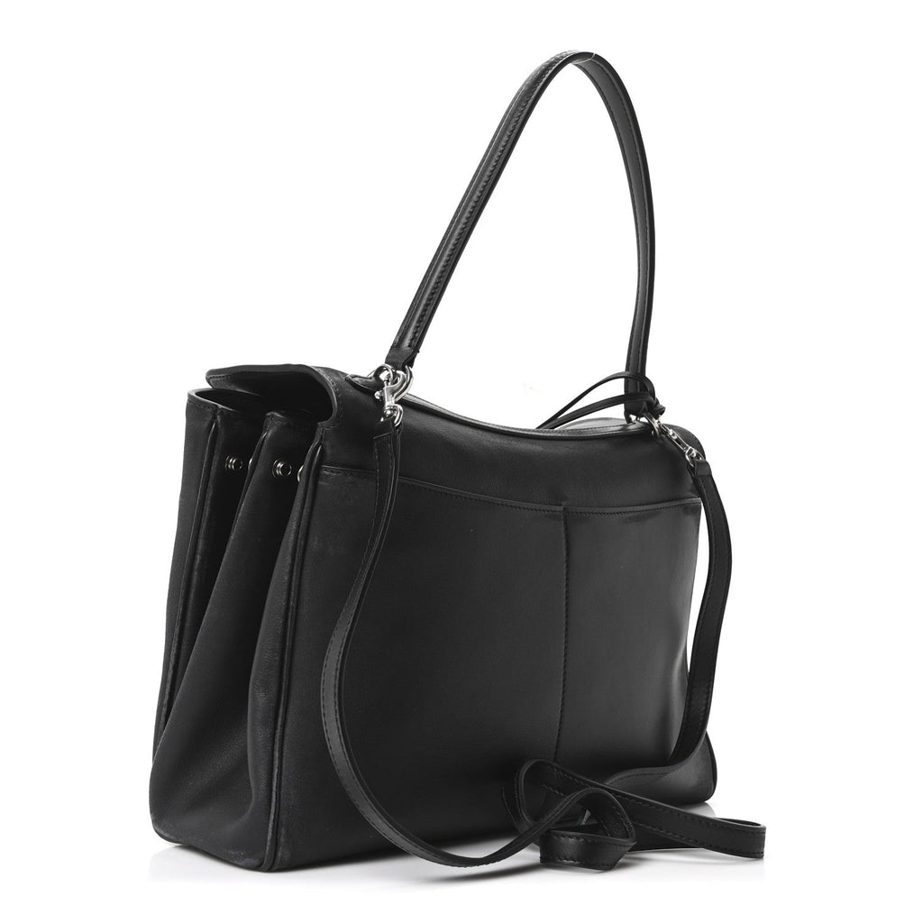 Natural Smooth Calfskin Medium Rodeo Top Handle Handbag Black