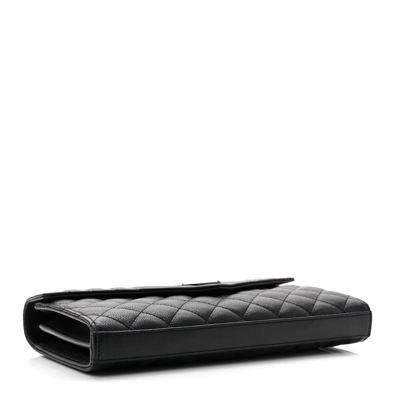 Sheepskin Tri-Quilt Monogram Envelope Chain Wallet Black