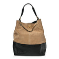 Suede Calfskin Shiny Lambskin Quilted Coco Base Shopping Bag Beige Black