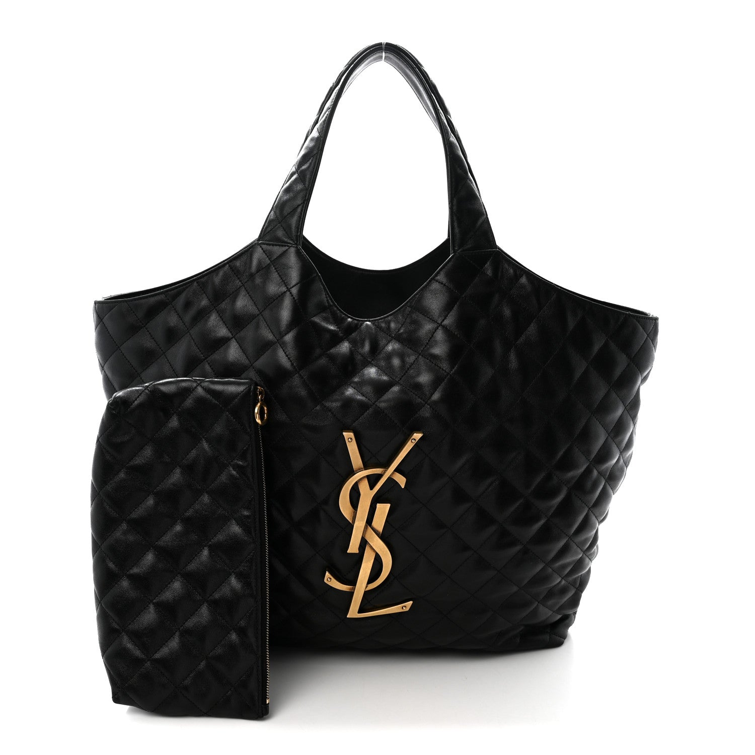 Lambskin Quilted Maxi Icare Shopping Tote Black