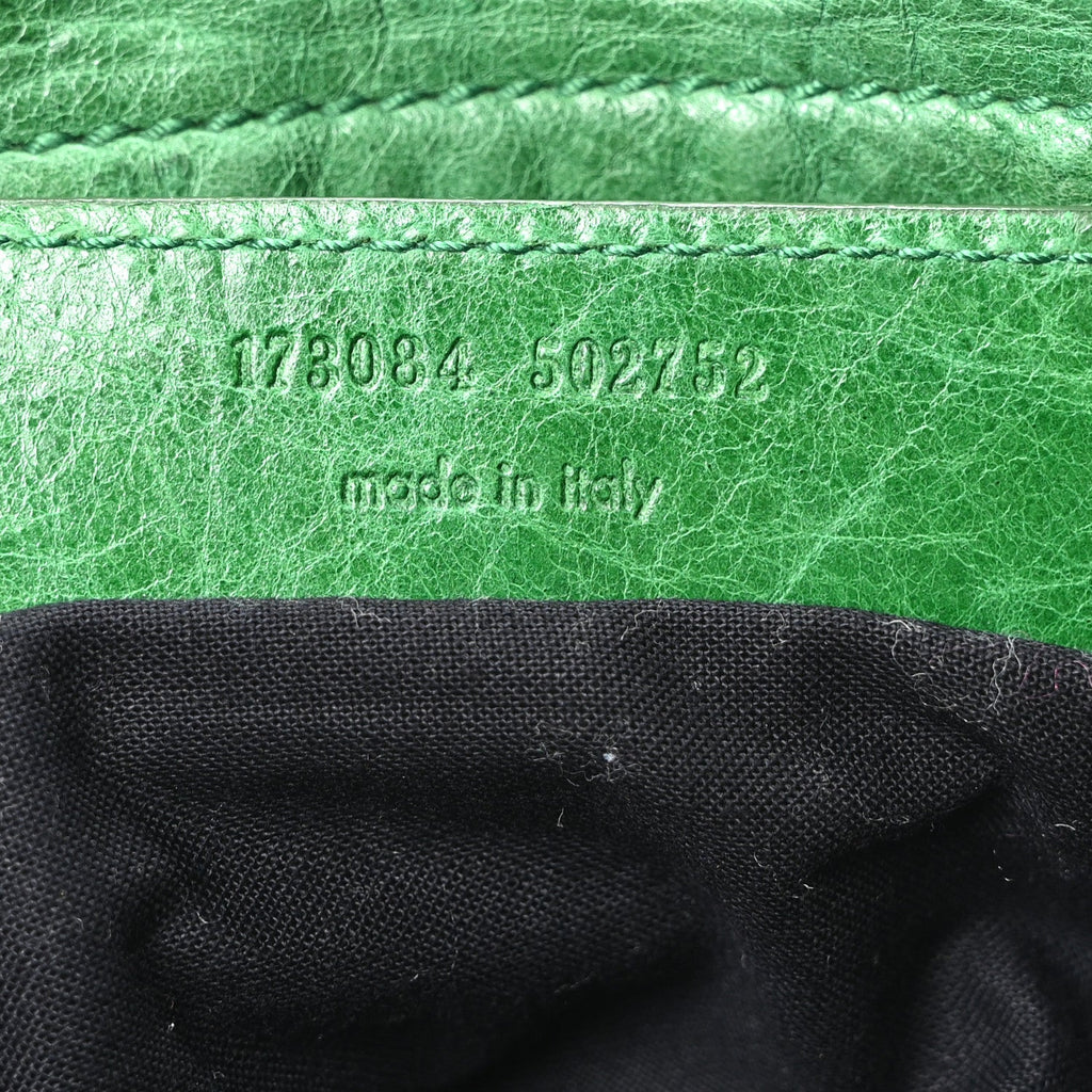 Chevre Satin Giant 21 Silver Hardware City Green Floral