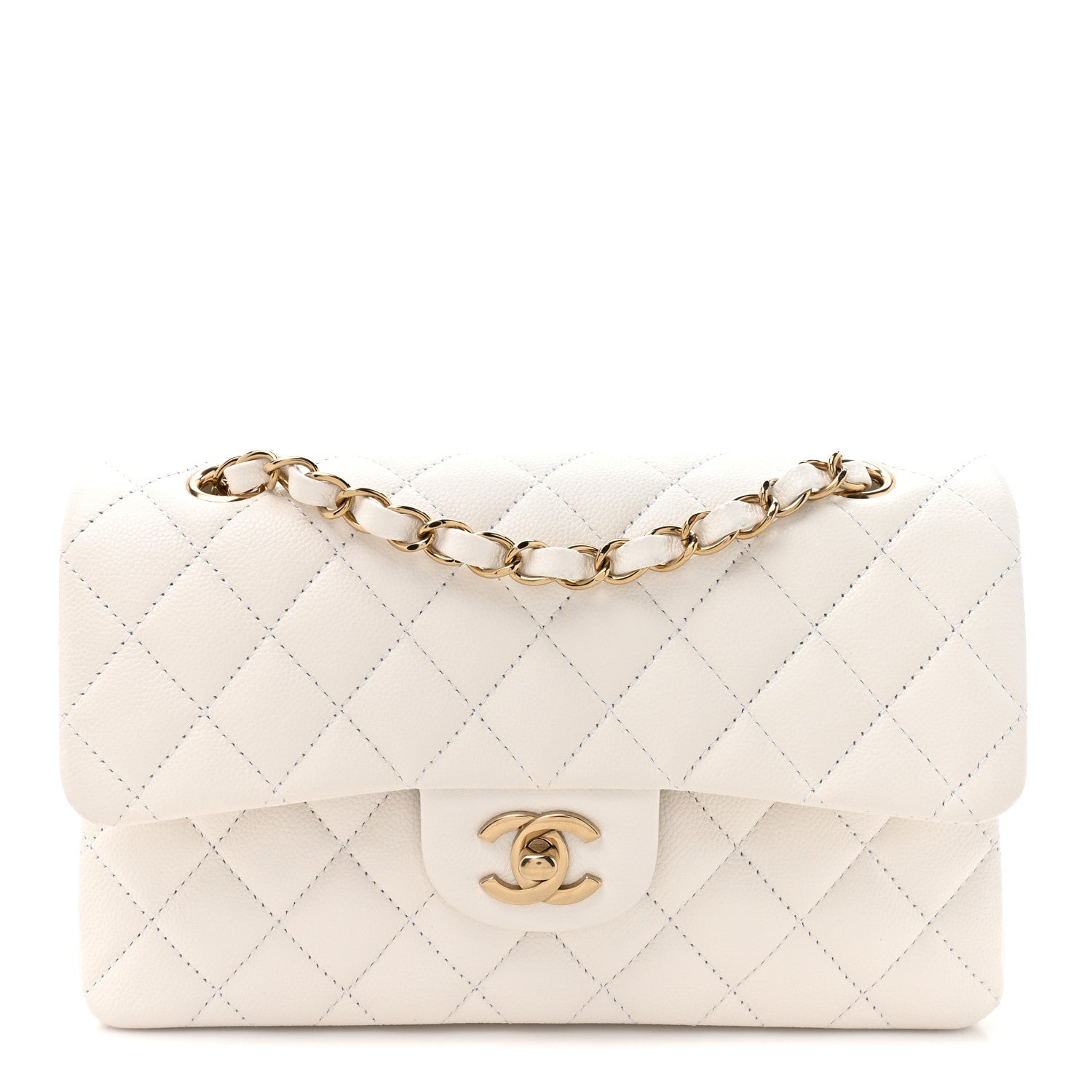 Caviar Quilted Small Double Flap White